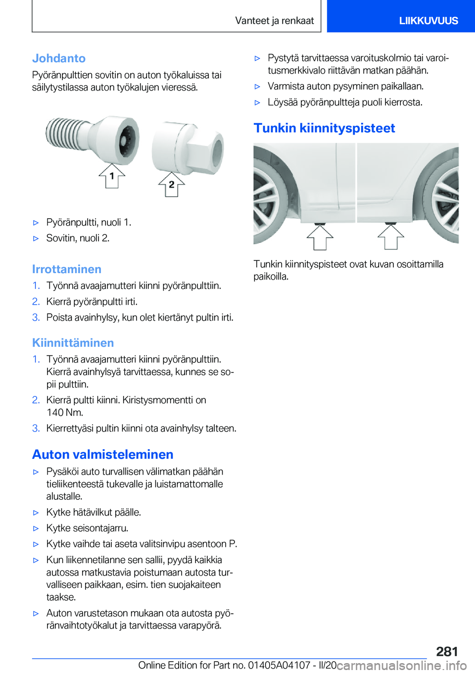 BMW Z4 2020  Omistajan Käsikirja (in Finnish) �J�o�h�d�a�n�t�o�P�y�