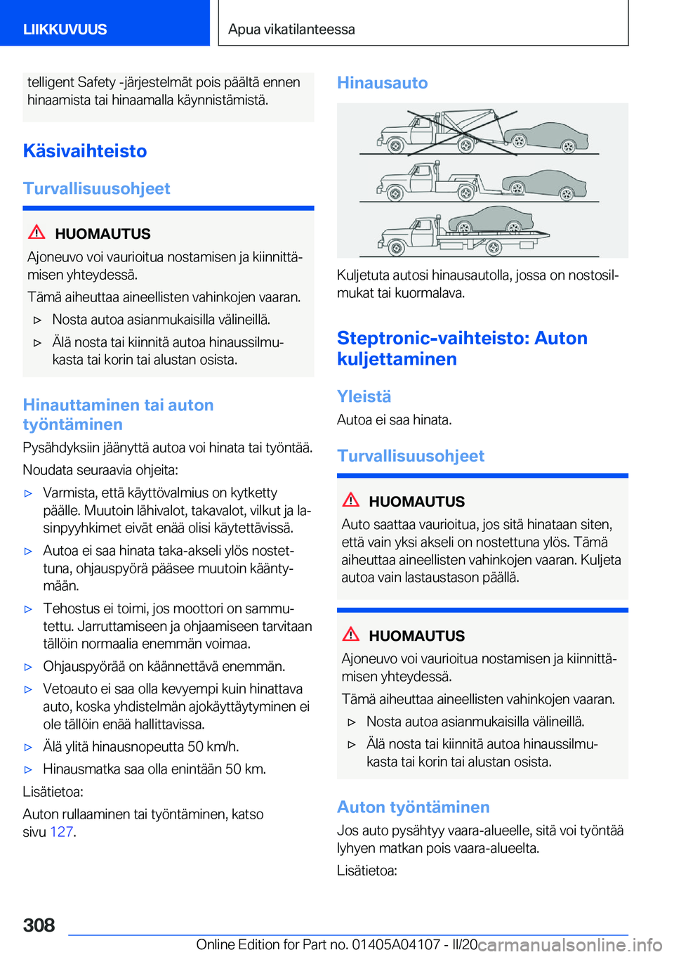 BMW Z4 2020  Omistajan Käsikirja (in Finnish) �t�e�l�l�i�g�e�n�t��S�a�f�e�t�y��-�j�