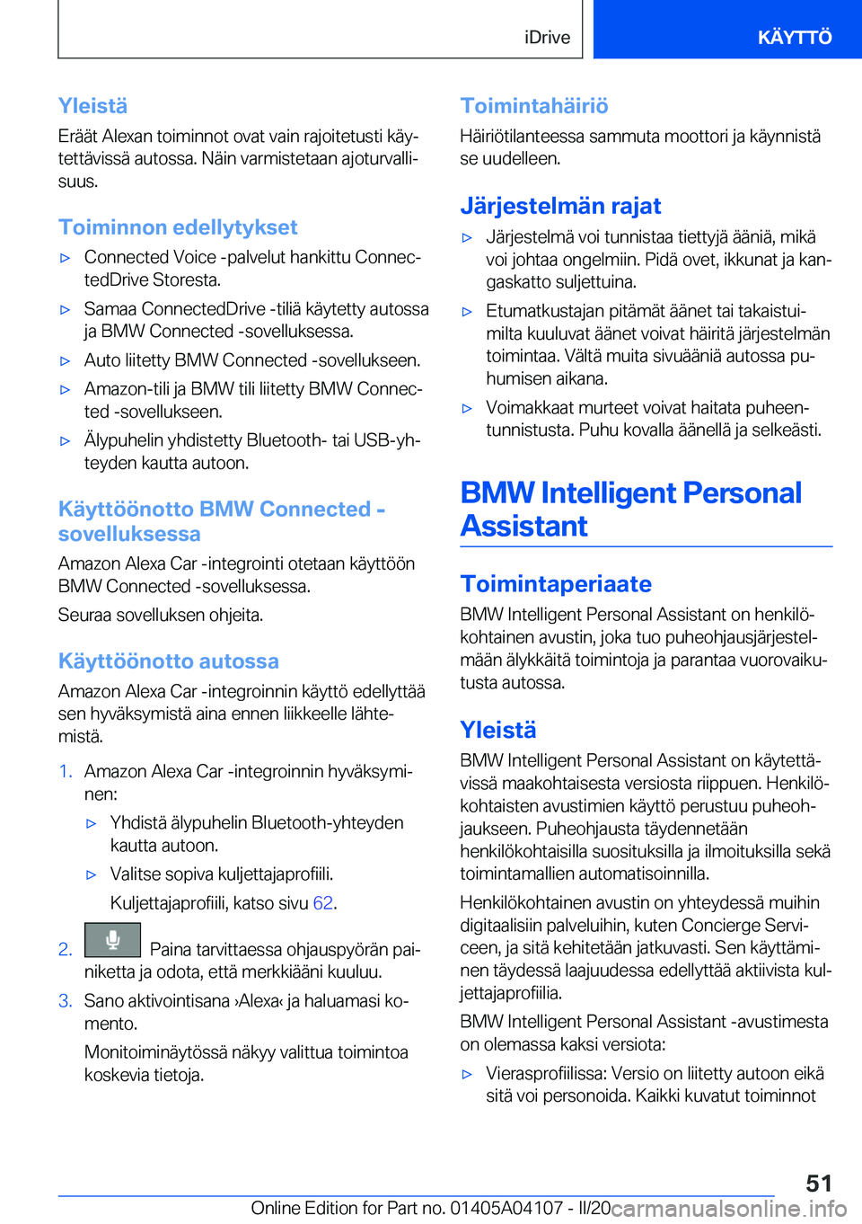 BMW Z4 2020  Omistajan Käsikirja (in Finnish) �Y�l�e�i�s�t�