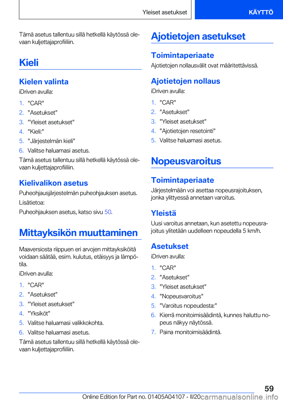 BMW Z4 2020  Omistajan Käsikirja (in Finnish) �T�