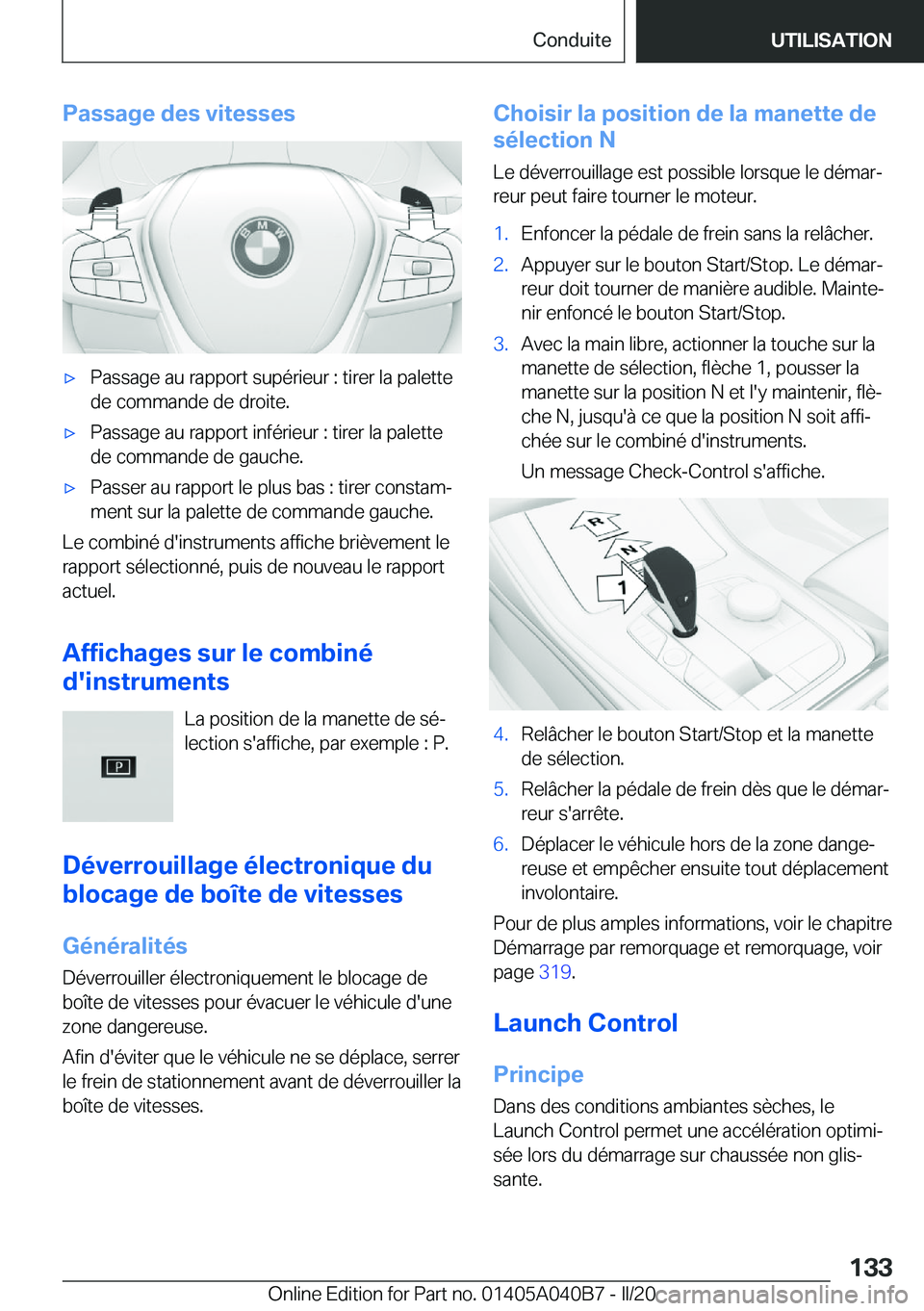 BMW Z4 2020  Notices Demploi (in French) �P�a�s�s�a�g�e��d�e�s��v�i�t�e�s�s�e�s'x�P�a�s�s�a�g�e��a�u��r�a�p�p�o�r�t��s�u�p�é�r�i�e�u�r��:��t�i�r�e�r��l�a��p�a�l�e�t�t�e�d�e��c�o�m�m�a�n�d�e��d�e��d�r�o�i�t�e�.'x�P�a�s�s�