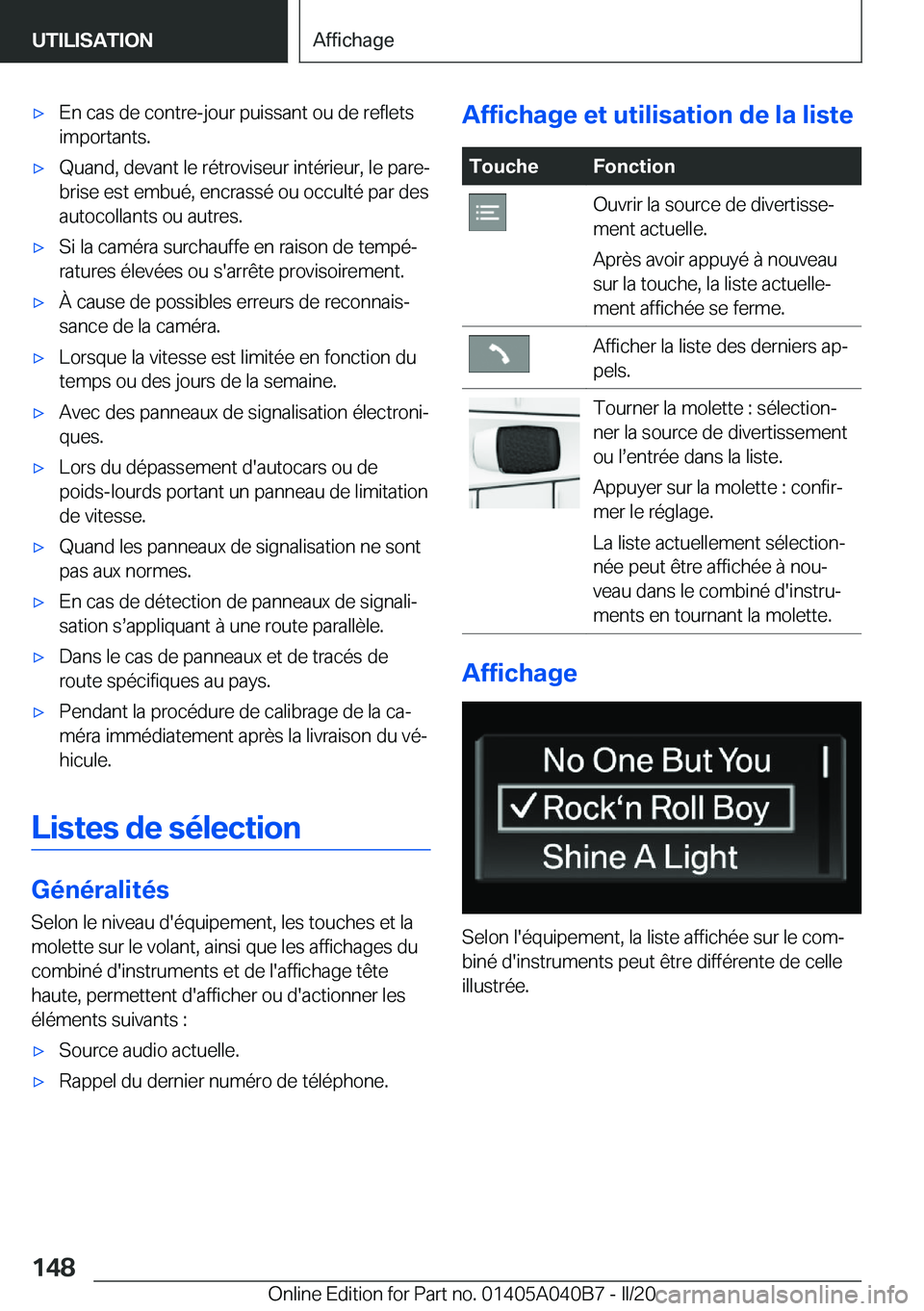 BMW Z4 2020  Notices Demploi (in French) 'x�E�n��c�a�s��d�e��c�o�n�t�r�e�-�j�o�u�r��p�u�i�s�s�a�n�t��o�u��d�e��r�e�f�l�e�t�s�i�m�p�o�r�t�a�n�t�s�.'x�Q�u�a�n�d�,��d�e�v�a�n�t��l�e��r�é�t�r�o�v�i�s�e�u�r��i�n�t�é�r�i�e�u�r