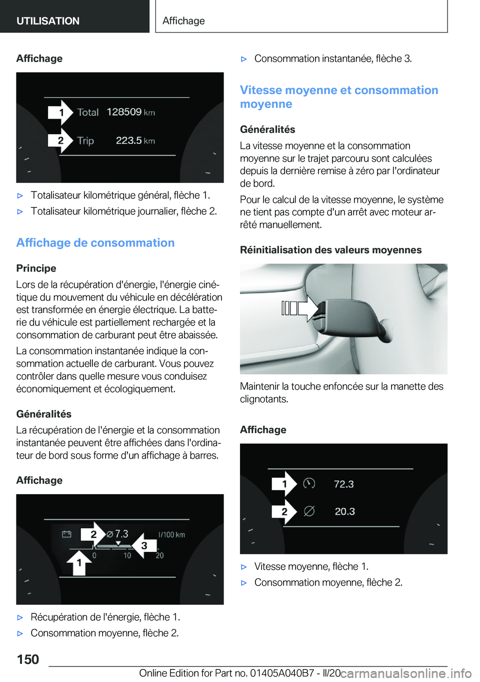 BMW Z4 2020  Notices Demploi (in French) �A�f�f�i�c�h�a�g�e'x�T�o�t�a�l�i�s�a�t�e�u�r��k�i�l�o�m�é�t�r�i�q�u�e��g�é�n�é�r�a�l�,��f�l�è�c�h�e��1�.'x�T�o�t�a�l�i�s�a�t�e�u�r��k�i�l�o�m�é�t�r�i�q�u�e��j�o�u�r�n�a�l�i�e�r�,��