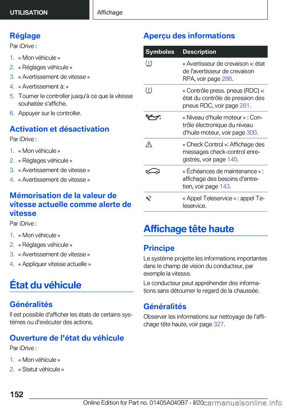 BMW Z4 2020  Notices Demploi (in French) �R�é�g�l�a�g�e�P�a�r��i�D�r�i�v�e��:�1�.�k��M�o�n��v�é�h�i�c�u�l�e��{�2�.�k��R�é�g�l�a�g�e�s��v�é�h�i�c�u�l�e��{�3�.�k��A�v�e�r�t�i�s�s�e�m�e�n�t��d�e��v�i�t�e�s�s�e��{�4�.�k��A�v�e�r