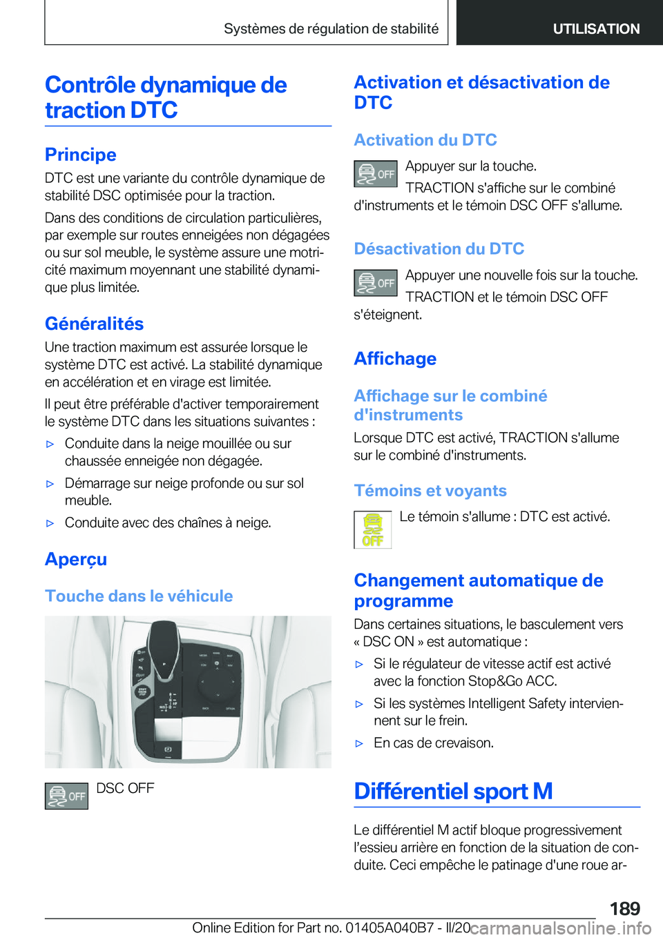 BMW Z4 2020  Notices Demploi (in French) �C�o�n�t�r�