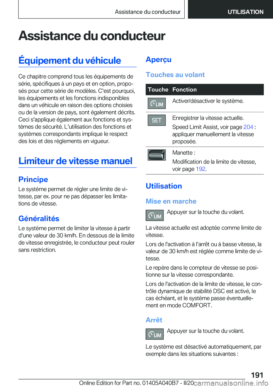 BMW Z4 2020  Notices Demploi (in French) �A�s�s�i�s�t�a�n�c�e��d�u��c�o�n�d�u�c�t�e�u�r�