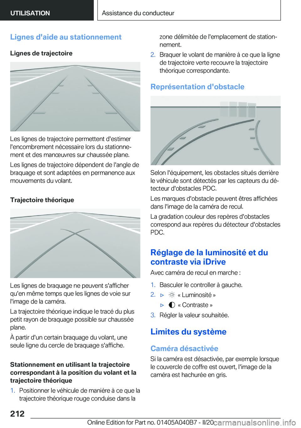 BMW Z4 2020  Notices Demploi (in French) �L�i�g�n�e�s��d�'�a�i�d�e��a�u��s�t�a�t�i�o�n�n�e�m�e�n�t�L�i�g�n�e�s��d�e��t�r�a�j�e�c�t�o�i�r�e
�L�e�s��l�i�g�n�e�s��d�e��t�r�a�j�e�c�t�o�i�r�e��p�e�r�m�e�t�t�e�n�t��d�'�e�s�t�i�m�