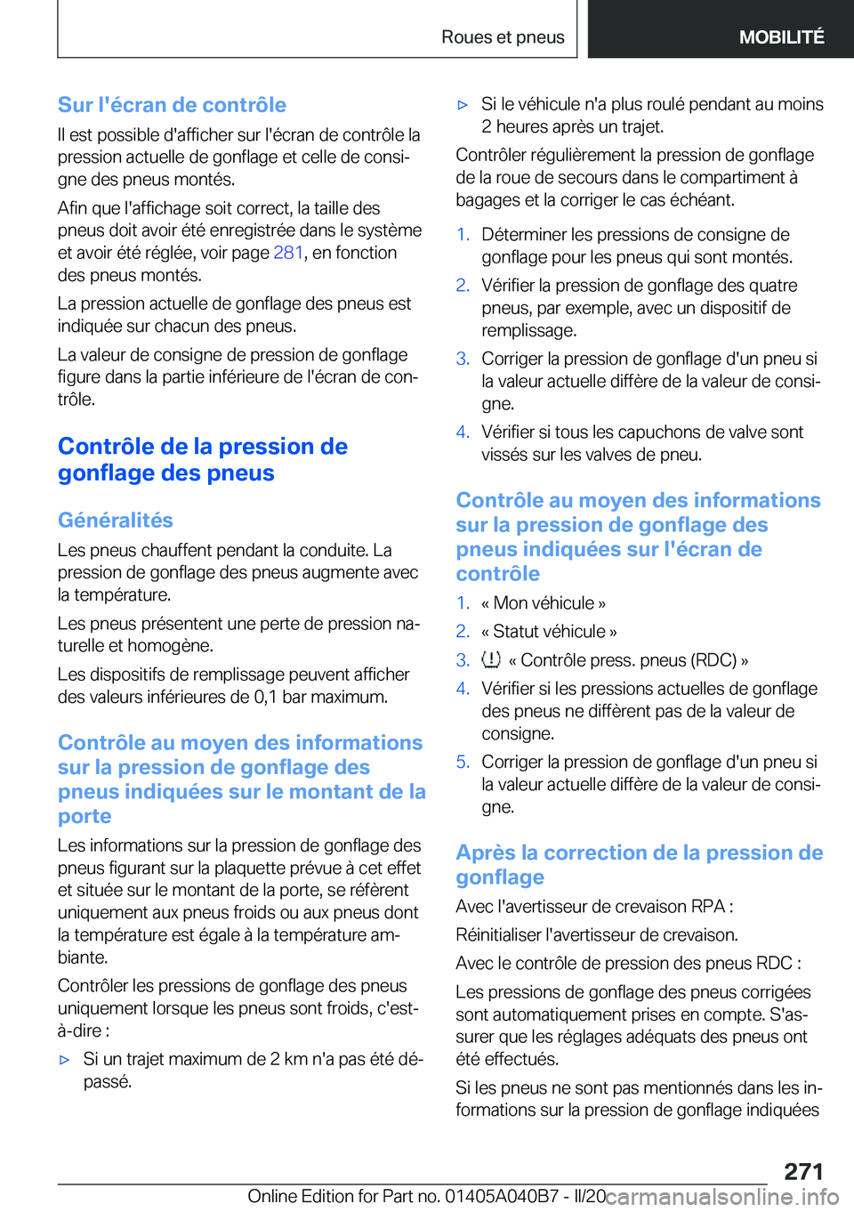 BMW Z4 2020  Notices Demploi (in French) �S�u�r��l�'�é�c�r�a�n��d�e��c�o�n�t�r�