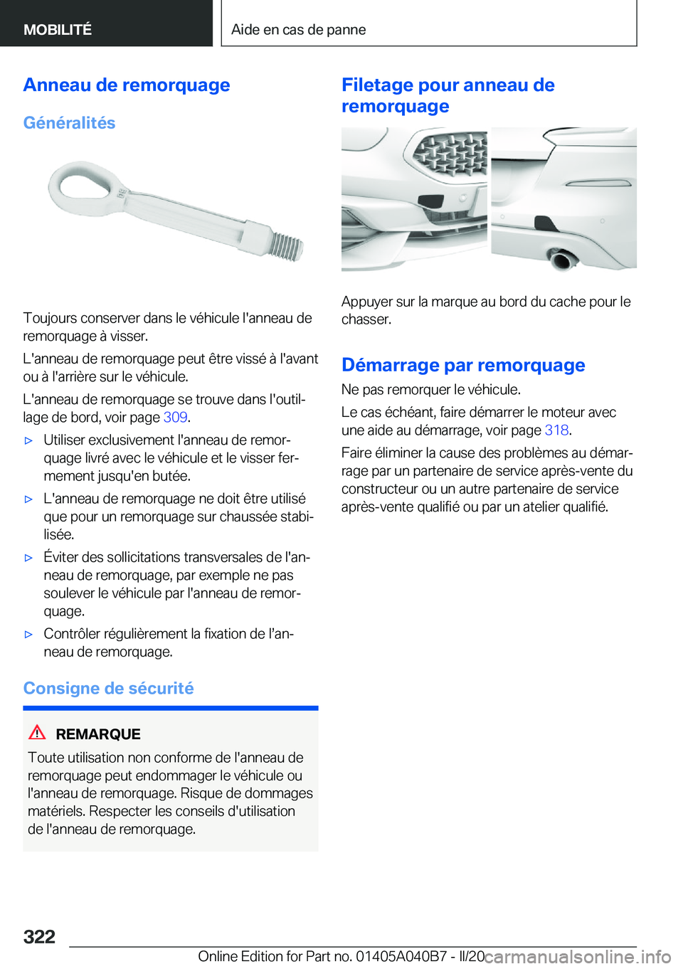 BMW Z4 2020  Notices Demploi (in French) �A�n�n�e�a�u��d�e��r�e�m�o�r�q�u�a�g�e
�G�é�n�é�r�a�l�i�t�é�s
�T�o�u�j�o�u�r�s��c�o�n�s�e�r�v�e�r��d�a�n�s��l�e��v�é�h�i�c�u�l�e��l�'�a�n�n�e�a�u��d�e �r�e�m�o�r�q�u�a�g�e��