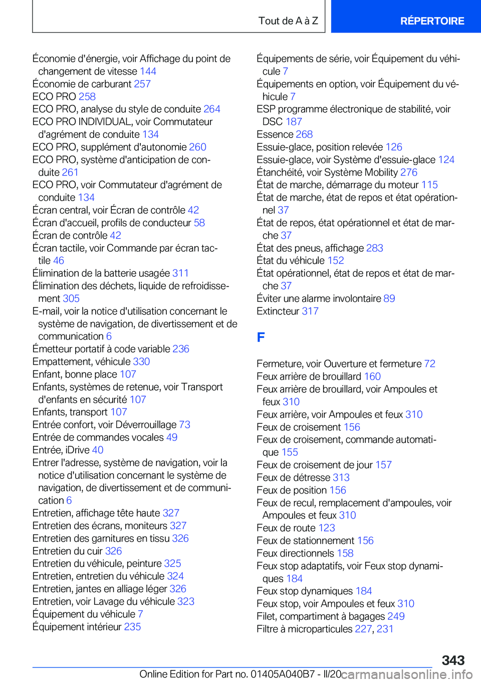 BMW Z4 2020  Notices Demploi (in French) �