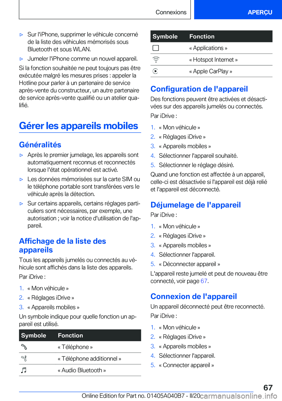 BMW Z4 2020  Notices Demploi (in French) 'x�S�u�r��l�'�i�P�h�o�n�e�,��s�u�p�p�r�i�m�e�r��l�e��v�é�h�i�c�u�l�e��c�o�n�c�e�r�n�é�d�e��l�a��l�i�s�t�e��d�e�s��v�é�h�i�c�u�l�e�s��m�é�m�o�r�i�s�é�s��s�o�u�s�B�l�u�e�t�o�o�t�