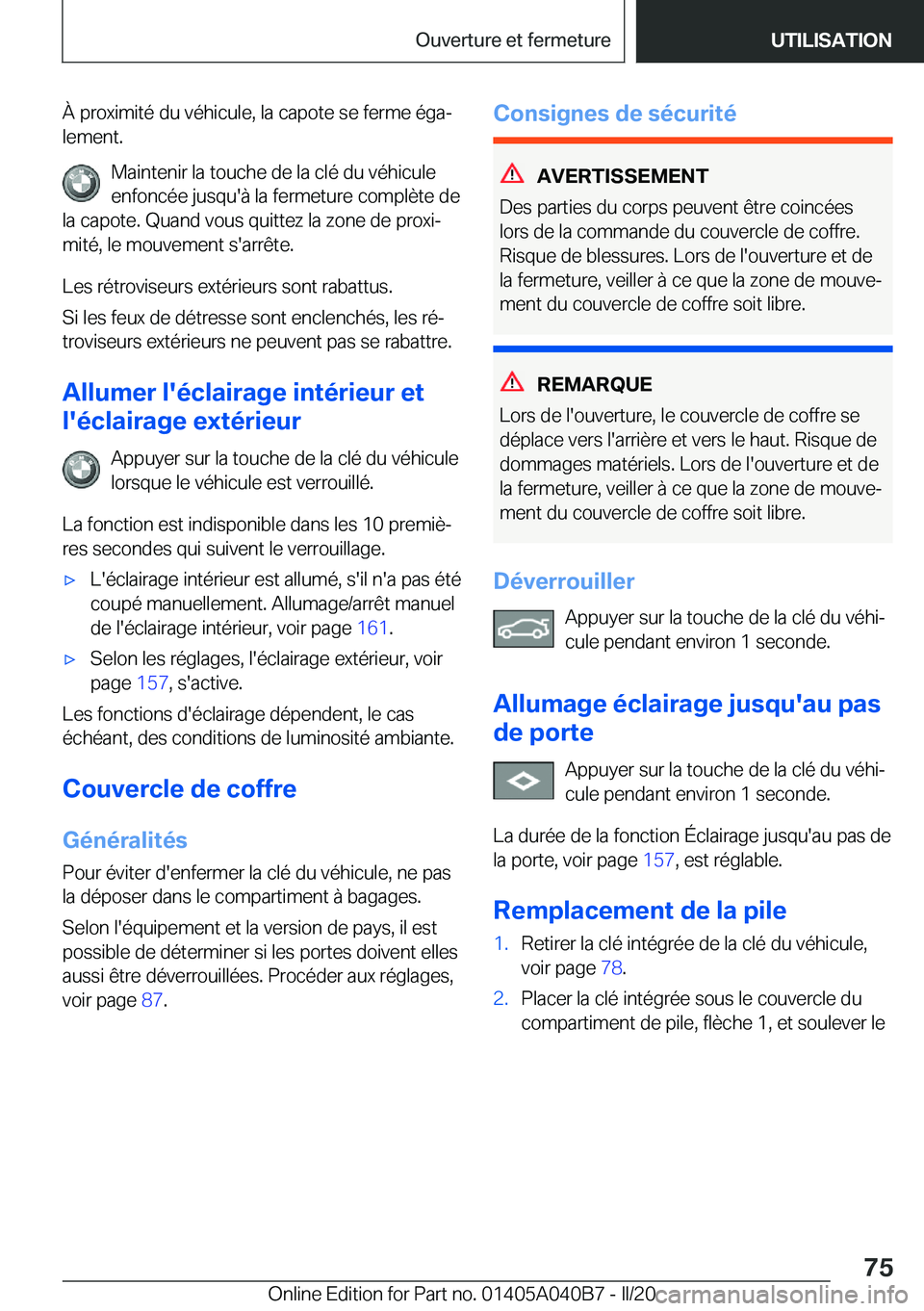 BMW Z4 2020  Notices Demploi (in French) �
