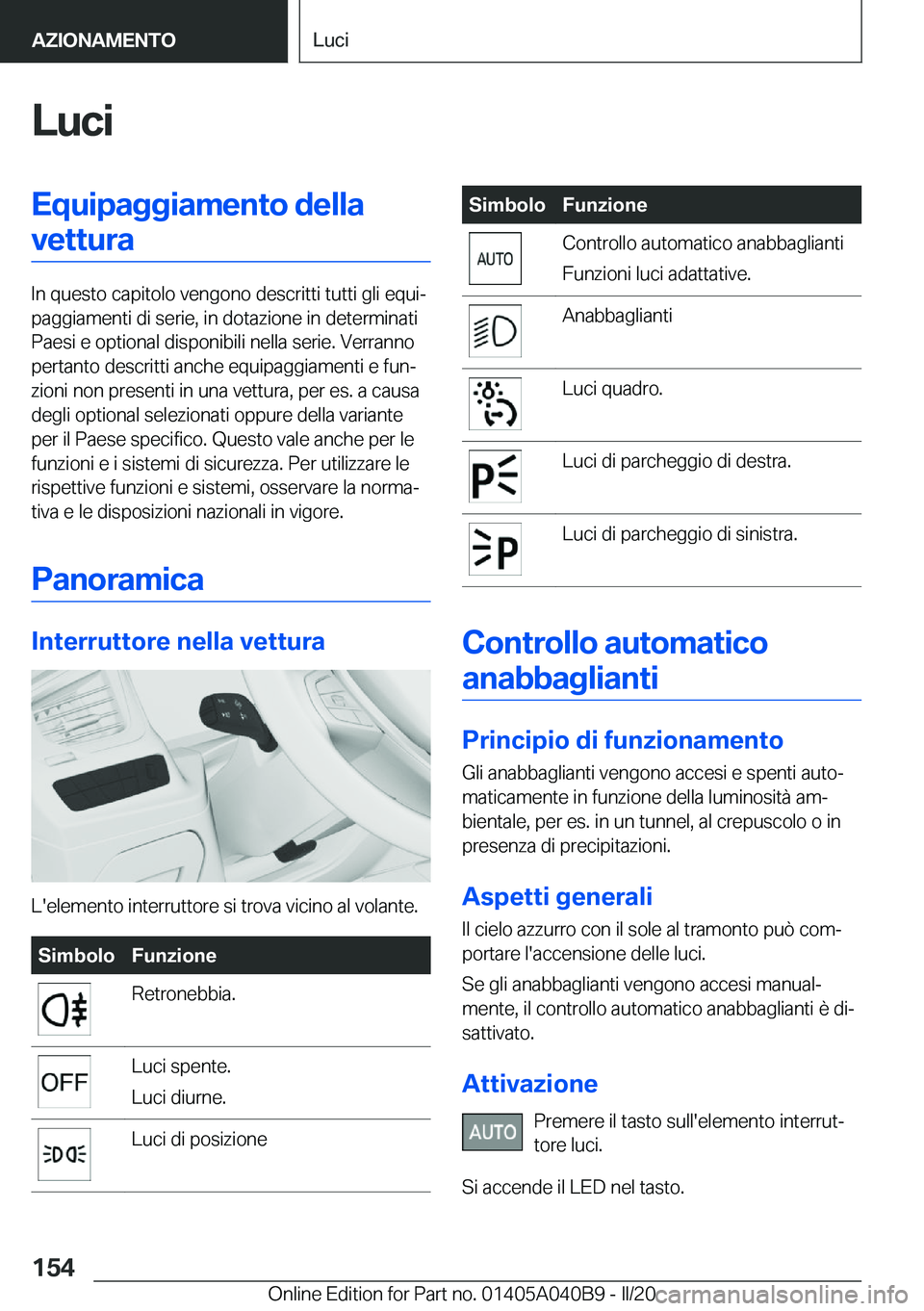 BMW Z4 2020  Libretti Di Uso E manutenzione (in Italian) �L�u�c�i�E�q�u�i�p�a�g�g�i�a�m�e�n�t�o��d�e�l�l�a�v�e�t�t�u�r�a
�I�n��q�u�e�s�t�o��c�a�p�i�t�o�l�o��v�e�n�g�o�n�o��d�e�s�c�r�i�t�t�i��t�u�t�t�i��g�l�i��e�q�u�iª
�p�a�g�g�i�a�m�e�n�t�i��d�i�