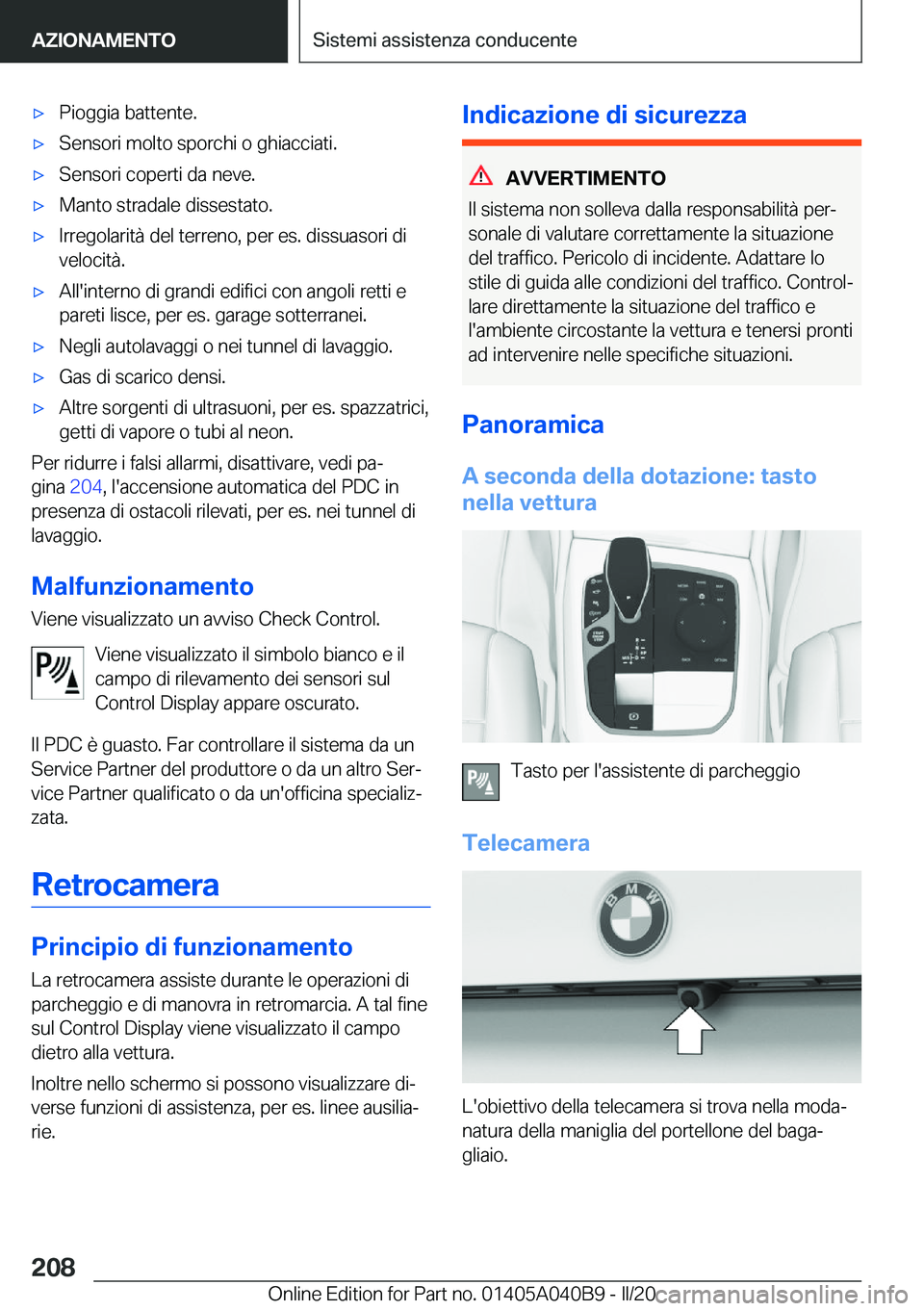 BMW Z4 2020  Libretti Di Uso E manutenzione (in Italian) 'x�P�i�o�g�g�i�a��b�a�t�t�e�n�t�e�.'x�S�e�n�s�o�r�i��m�o�l�t�o��s�p�o�r�c�h�i��o��g�h�i�a�c�c�i�a�t�i�.'x�S�e�n�s�o�r�i��c�o�p�e�r�t�i��d�a��n�e�v�e�.'x�M�a�n�t�o��s�t�r�a�d�a