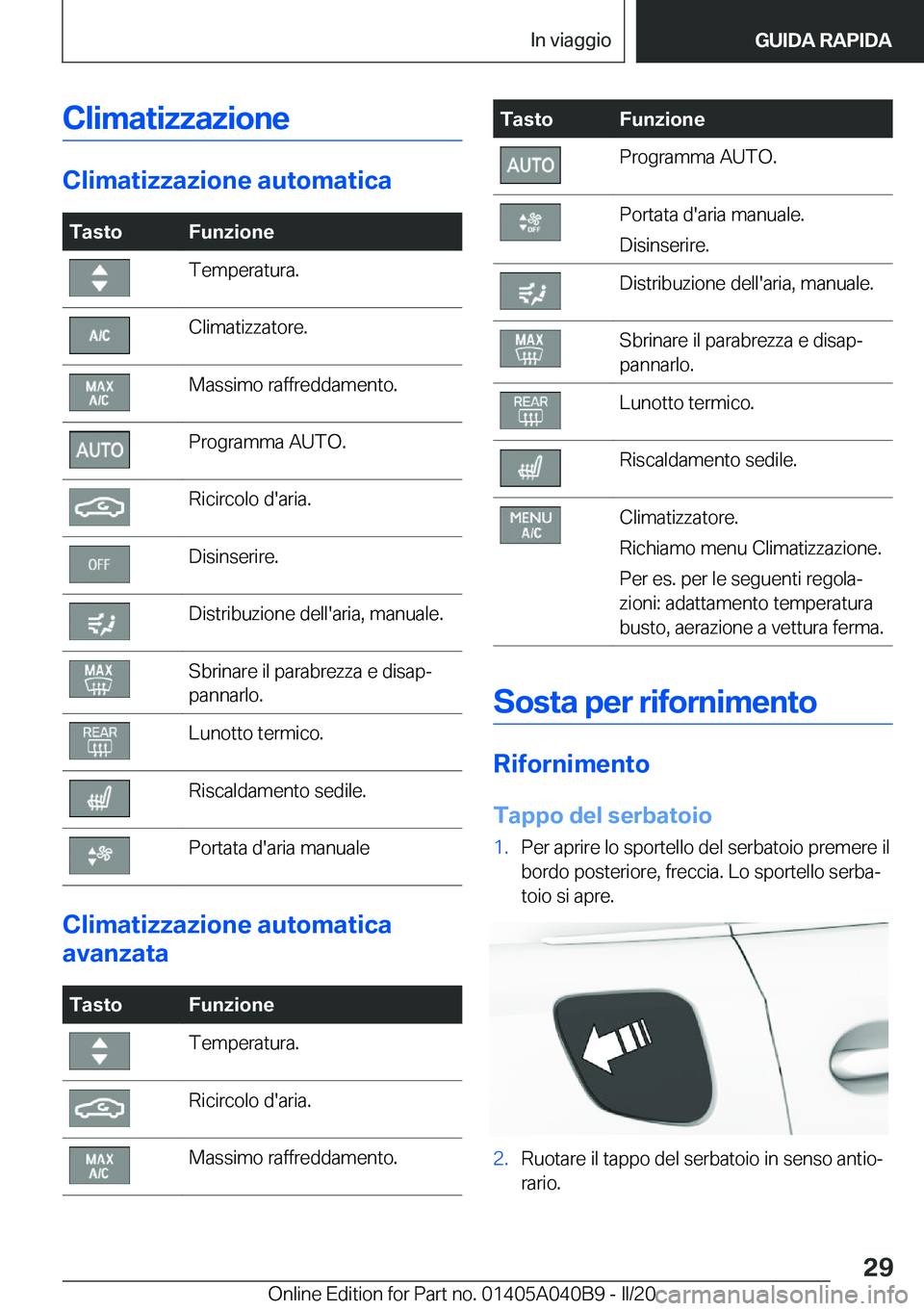 BMW Z4 2020  Libretti Di Uso E manutenzione (in Italian) �C�l�i�m�a�t�i�z�z�a�z�i�o�n�e
�C�l�i�m�a�t�i�z�z�a�z�i�o�n�e��a�u�t�o�m�a�t�i�c�a
�T�a�s�t�o�F�u�n�z�i�o�n�e�T�e�m�p�e�r�a�t�u�r�a�.�C�l�i�m�a�t�i�z�z�a�t�o�r�e�.�M�a�s�s�i�m�o��r�a�f�f�r�e�d�d�a�m