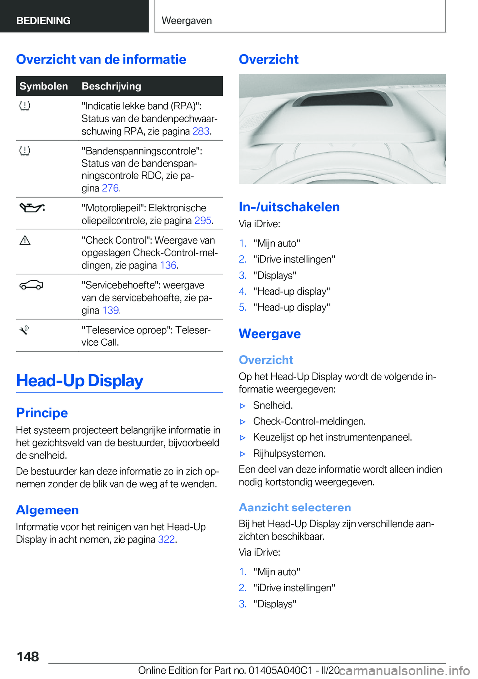 BMW Z4 2020  Instructieboekjes (in Dutch) �O�v�e�r�z�i�c�h�t��v�a�n��d�e��i�n�f�o�r�m�a�t�i�e�S�y�m�b�o�l�e�n�B�e�s�c�h�r�i�j�v�i�n�g���I�n�d�i�c�a�t�i�e��l�e�k�k�e��b�a�n�d��(�R�P�A�)��:
�S�t�a�t�u�s��v�a�n��d�e��b�a�n�d�e�n�p�e�