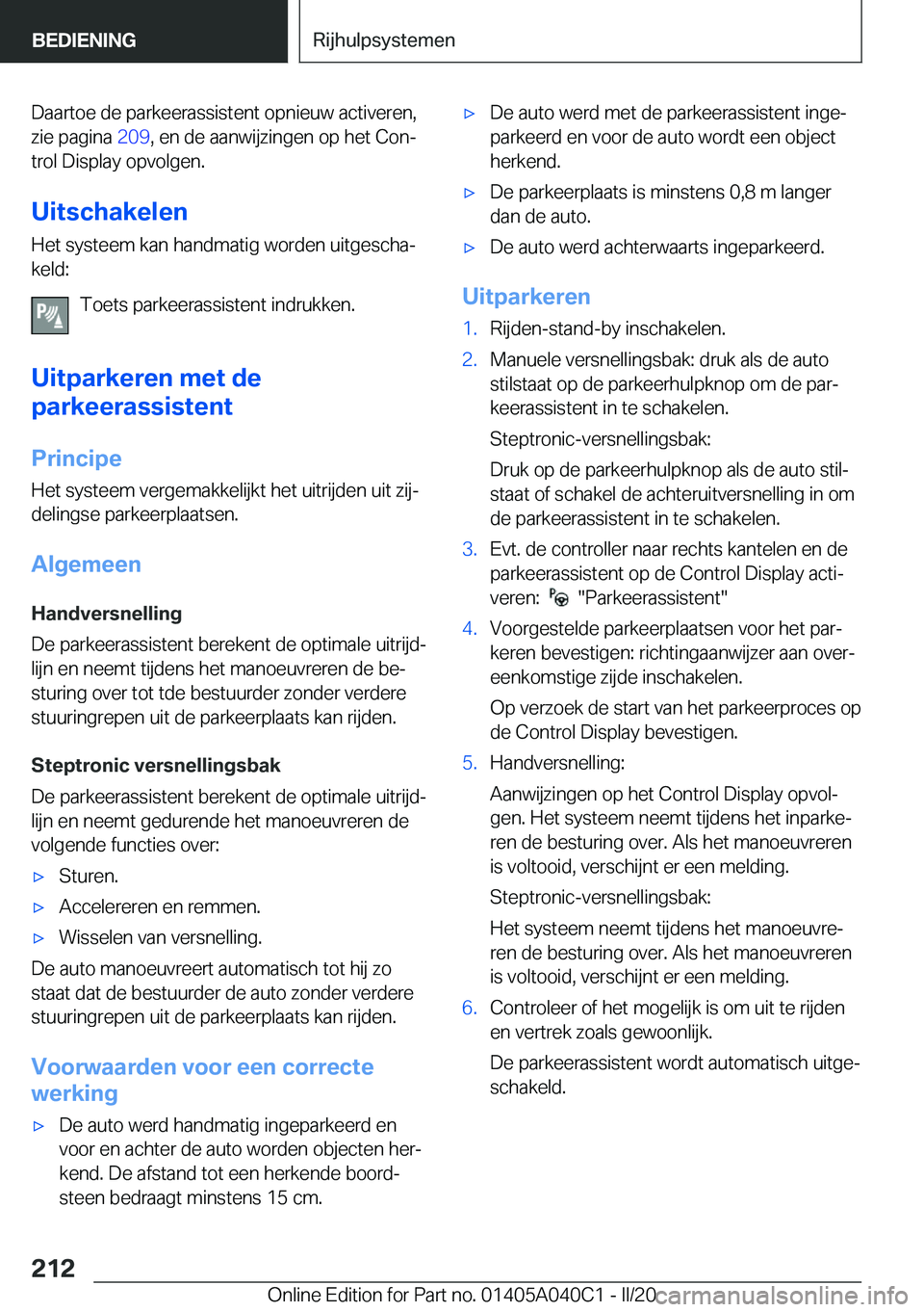 BMW Z4 2020  Instructieboekjes (in Dutch) �D�a�a�r�t�o�e��d�e��p�a�r�k�e�e�r�a�s�s�i�s�t�e�n�t��o�p�n�i�e�u�w��a�c�t�i�v�e�r�e�n�,�z�i�e��p�a�g�i�n�a� �2�0�9�,��e�n��d�e��a�a�n�w�i�j�z�i�n�g�e�n��o�p��h�e�t��C�o�nj
�t�r�o�l��D�i