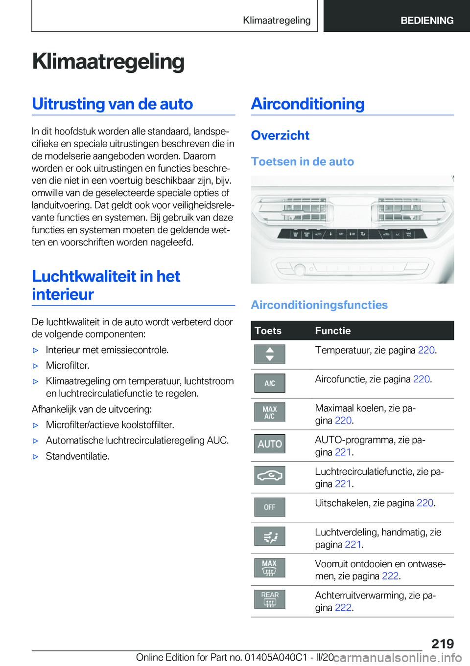 BMW Z4 2020  Instructieboekjes (in Dutch) �K�l�i�m�a�a�t�r�e�g�e�l�i�n�g�U�i�t�r�u�s�t�i�n�g��v�a�n��d�e��a�u�t�o
�I�n��d�i�t��h�o�o�f�d�s�t�u�k��w�o�r�d�e�n��a�l�l�e��s�t�a�n�d�a�a�r�d�,��l�a�n�d�s�p�ej�c�i�f�i�e�k�e��e�n��s�p�e�