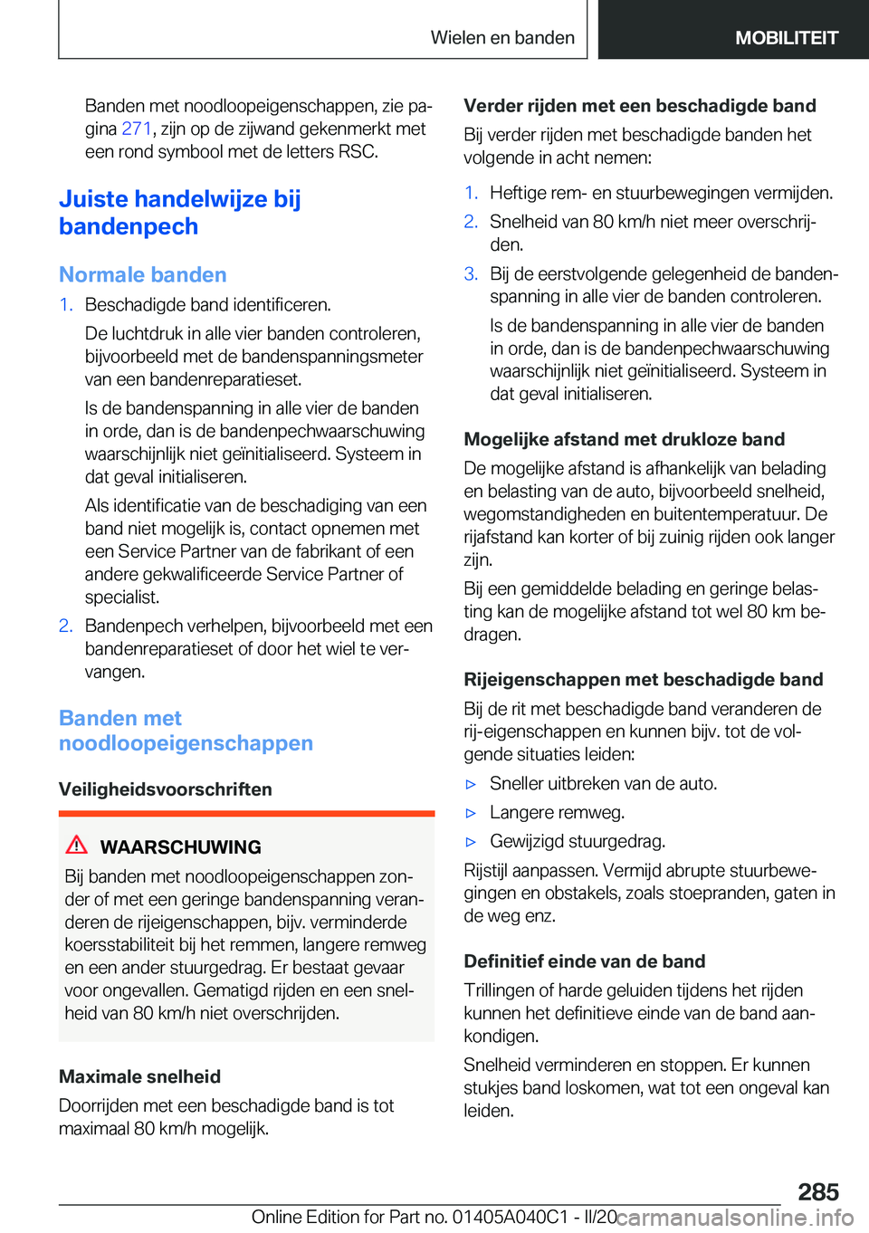 BMW Z4 2020  Instructieboekjes (in Dutch) �B�a�n�d�e�n��m�e�t��n�o�o�d�l�o�o�p�e�i�g�e�n�s�c�h�a�p�p�e�n�,��z�i�e��p�aj�g�i�n�a� �2�7�1�,��z�i�j�n��o�p��d�e��z�i�j�w�a�n�d��g�e�k�e�n�m�e�r�k�t��m�e�t
�e�e�n��r�o�n�d��s�y�m�b�o�o
