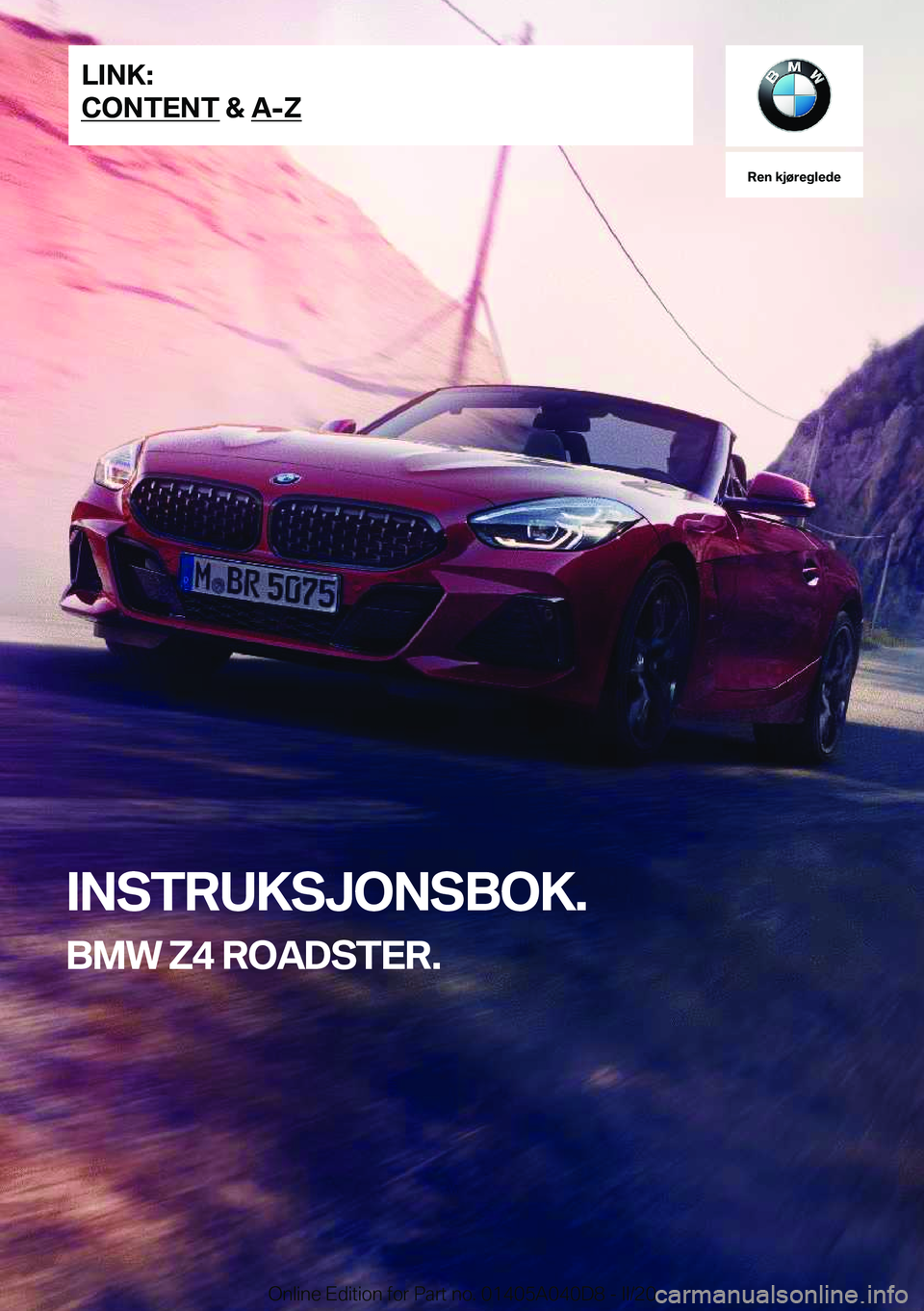BMW Z4 2020  InstruksjonsbØker (in Norwegian) �R�e�n��k�j�
