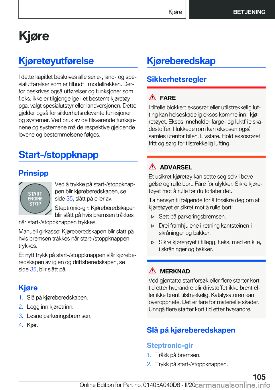 BMW Z4 2020  InstruksjonsbØker (in Norwegian) �K�j�
