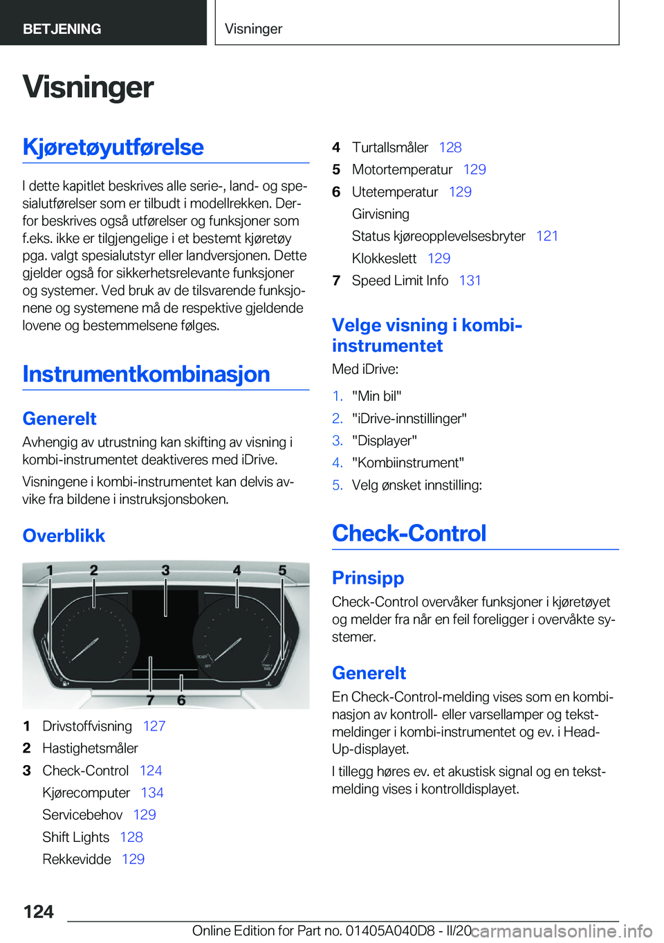 BMW Z4 2020  InstruksjonsbØker (in Norwegian) �V�i�s�n�i�n�g�e�r�K�j�