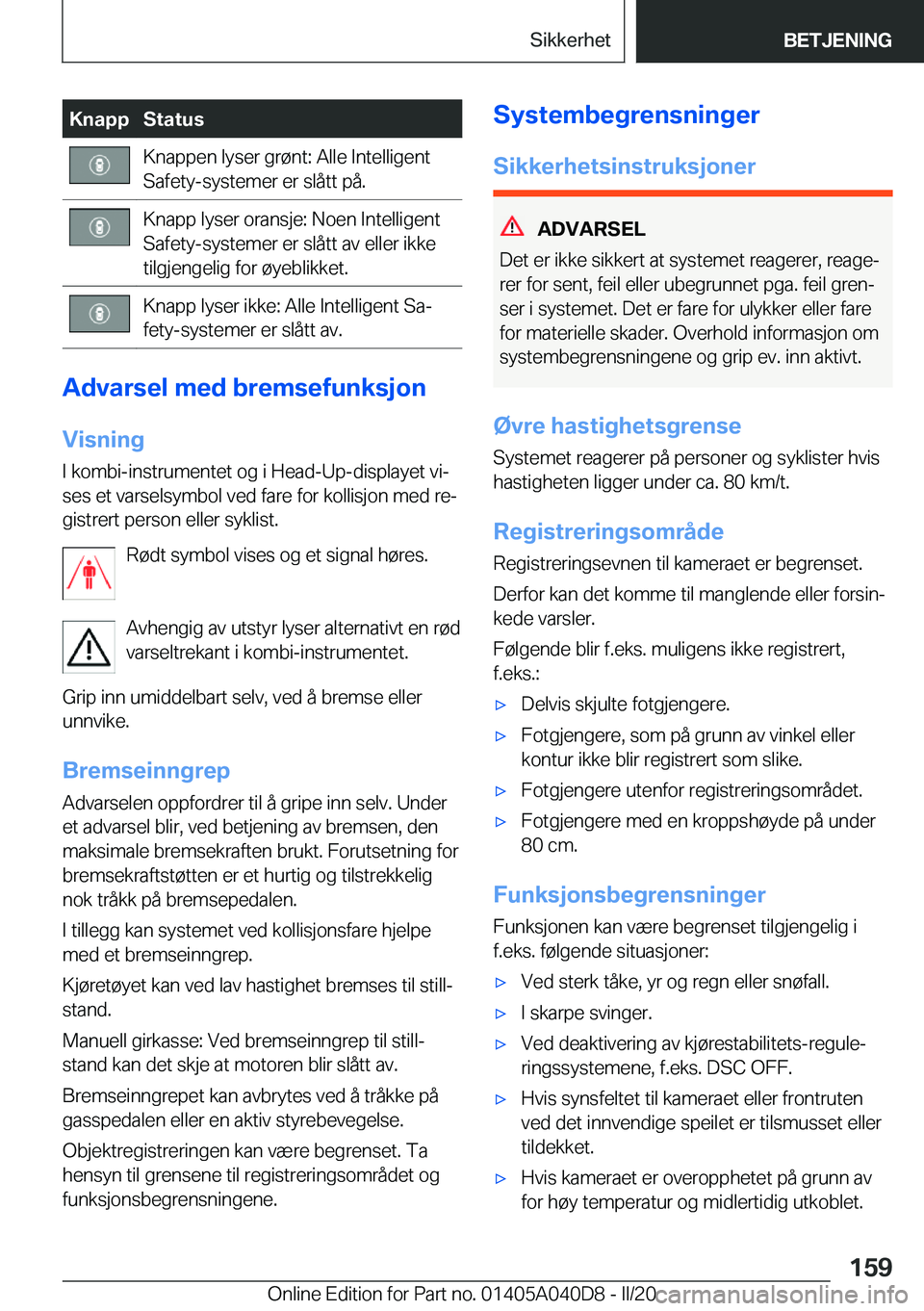 BMW Z4 2020  InstruksjonsbØker (in Norwegian) �K�n�a�p�p�S�t�a�t�u�s�K�n�a�p�p�e�n��l�y�s�e�r��g�r�