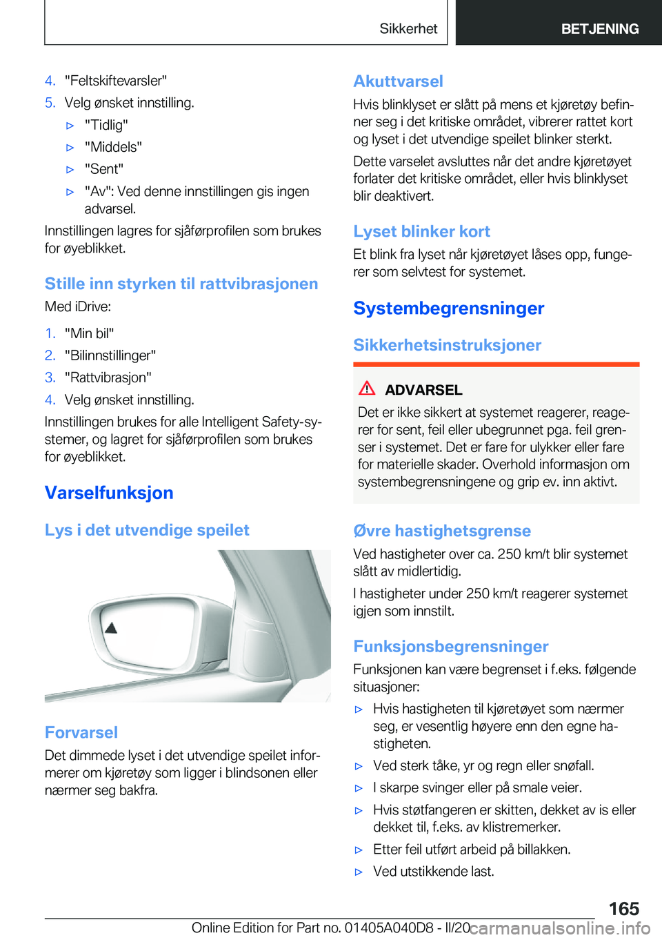BMW Z4 2020  InstruksjonsbØker (in Norwegian) �4�.��F�e�l�t�s�k�i�f�t�e�v�a�r�s�l�e�r��5�.�V�e�l�g��