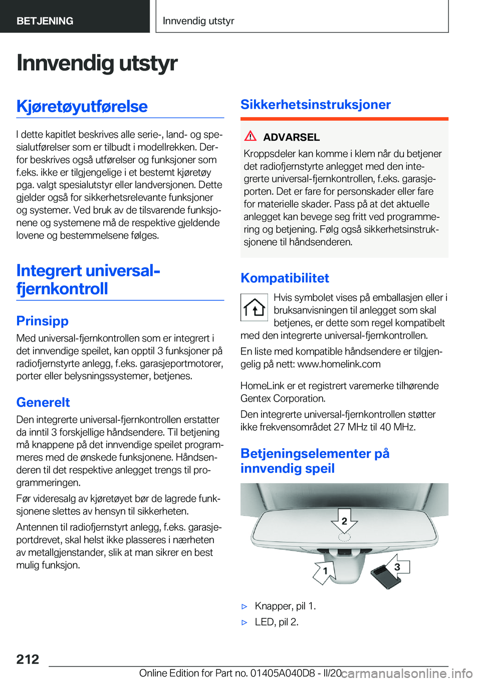 BMW Z4 2020  InstruksjonsbØker (in Norwegian) �I�n�n�v�e�n�d�i�g��u�t�s�t�y�r�K�j�