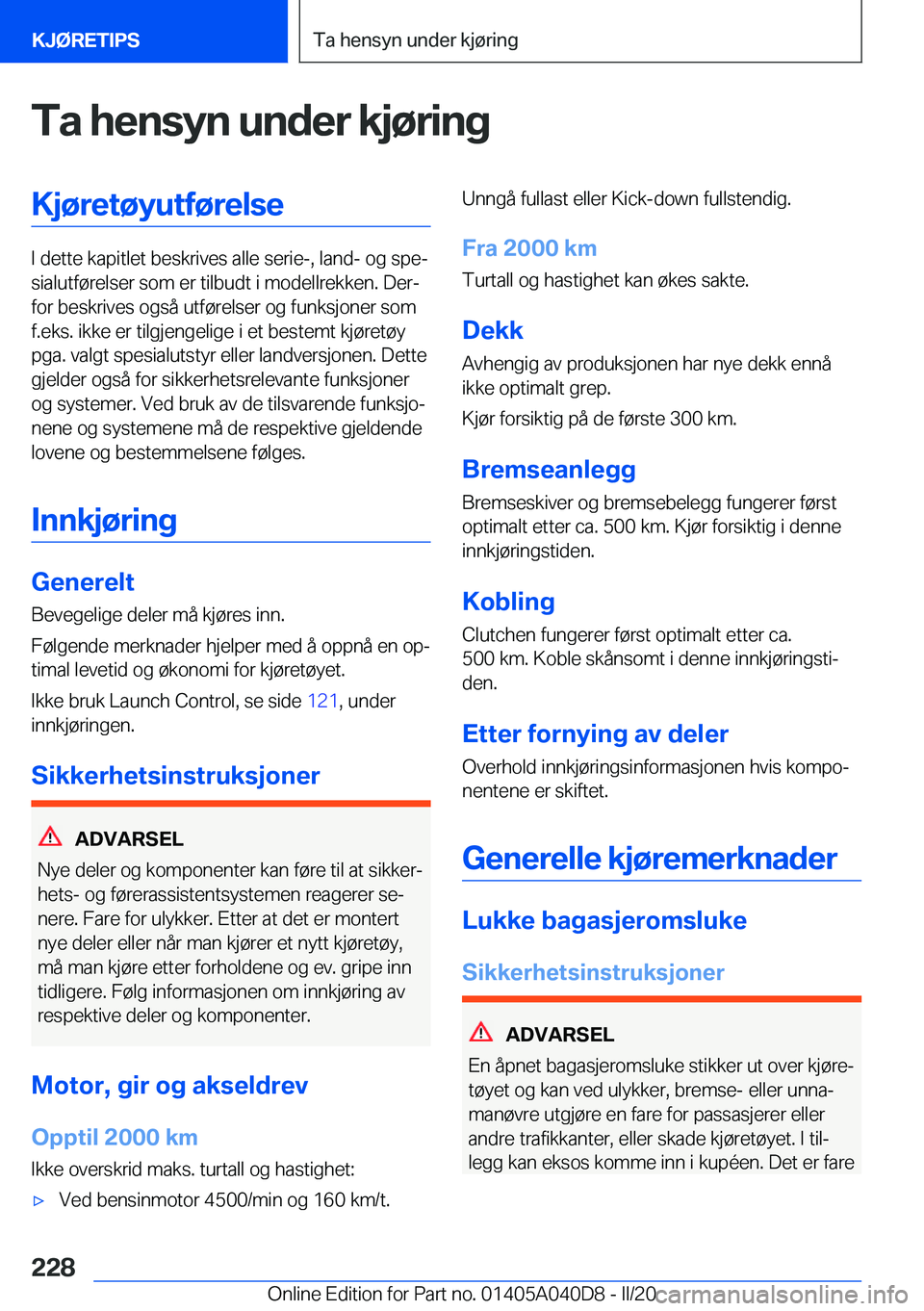 BMW Z4 2020  InstruksjonsbØker (in Norwegian) �T�a��h�e�n�s�y�n��u�n�d�e�r��k�j�