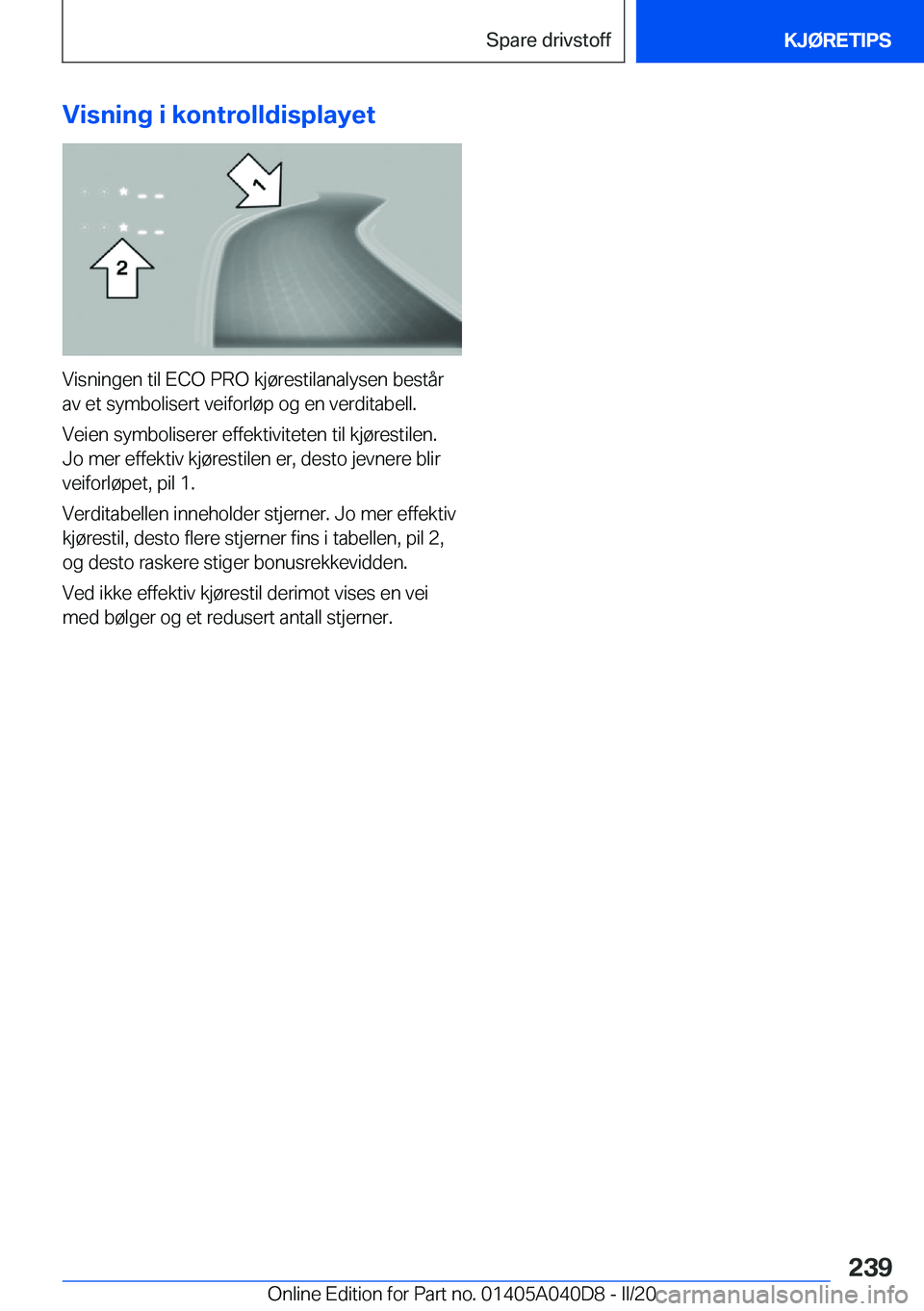 BMW Z4 2020  InstruksjonsbØker (in Norwegian) �V�i�s�n�i�n�g��i��k�o�n�t�r�o�l�l�d�i�s�p�l�a�y�e�t
�V�i�s�n�i�n�g�e�n��t�i�l��E�C�O��P�R�O��k�j�