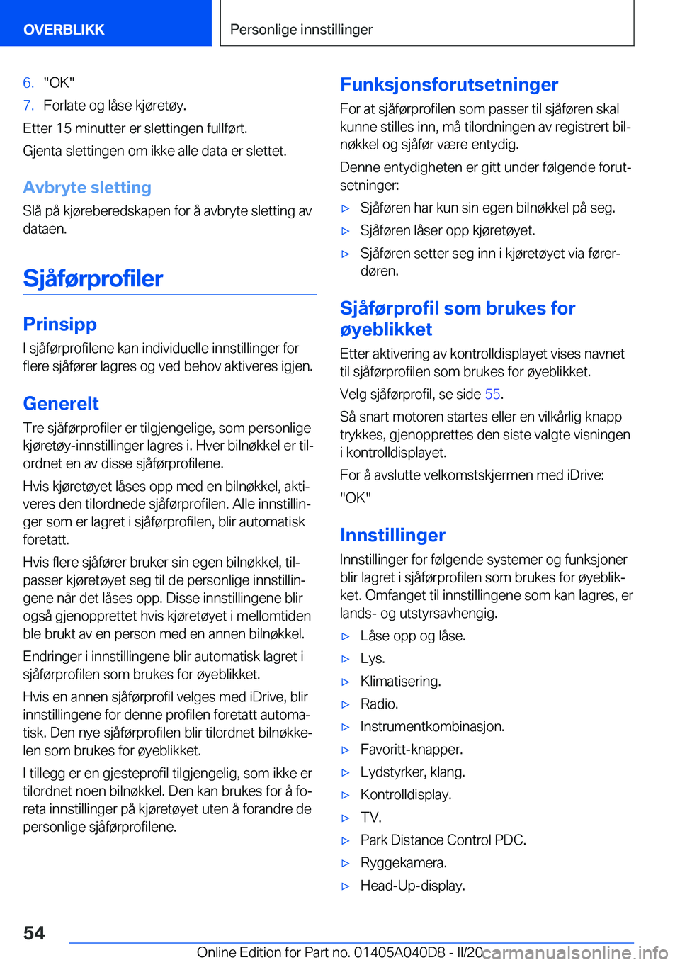 BMW Z4 2020  InstruksjonsbØker (in Norwegian) �6�.��O�K��7�.�F�o�r�l�a�t�e��o�g��l�å�s�e��k�j�
