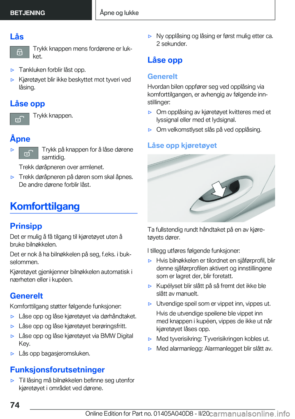 BMW Z4 2020  InstruksjonsbØker (in Norwegian) �L�å�s�T�r�y�k�k��k�n�a�p�p�e�n��m�e�n�s��f�o�r�d�