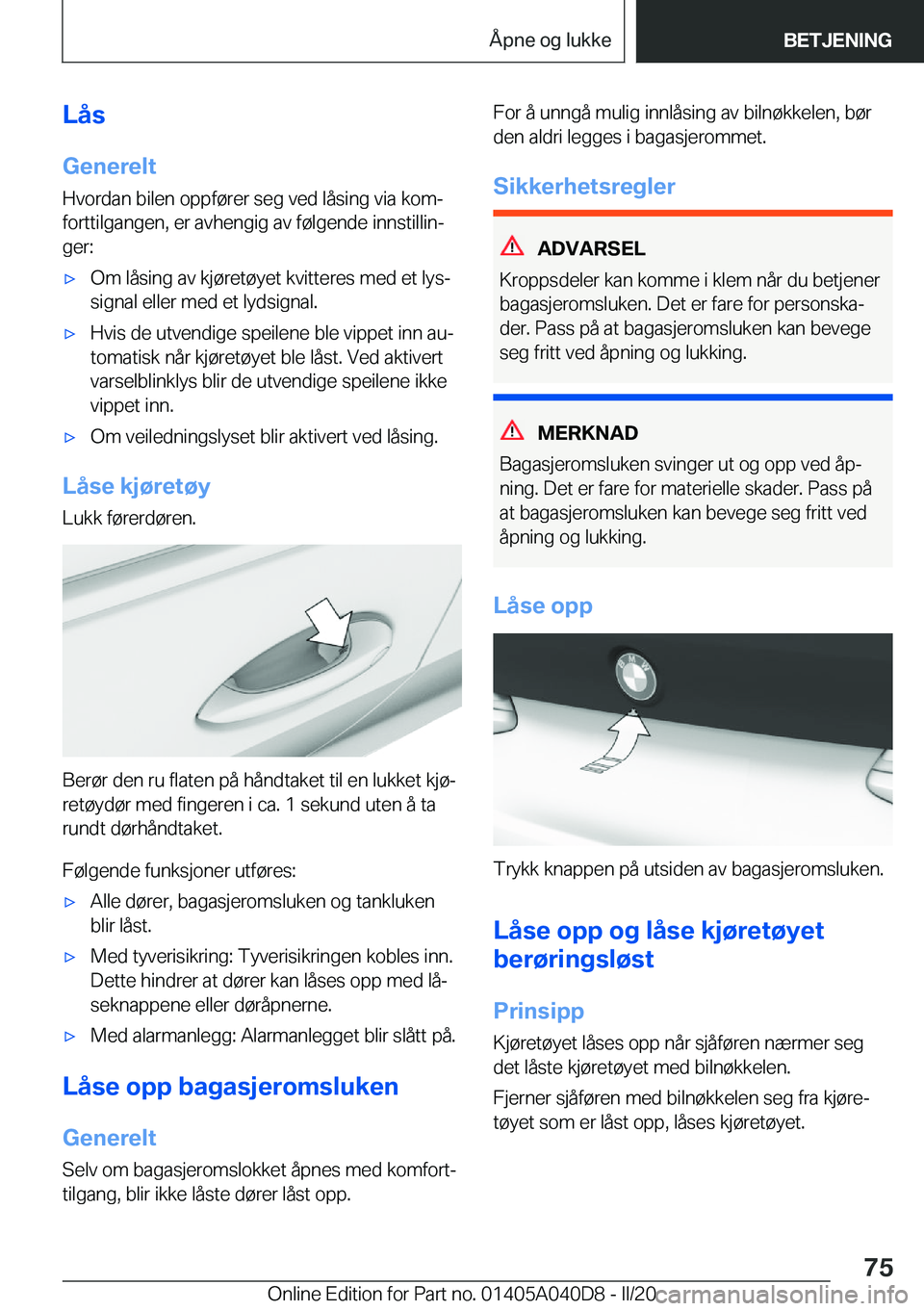 BMW Z4 2020  InstruksjonsbØker (in Norwegian) �L�å�s
�G�e�n�e�r�e�l�t
�H�v�o�r�d�a�n��b�i�l�e�n��o�p�p�f�