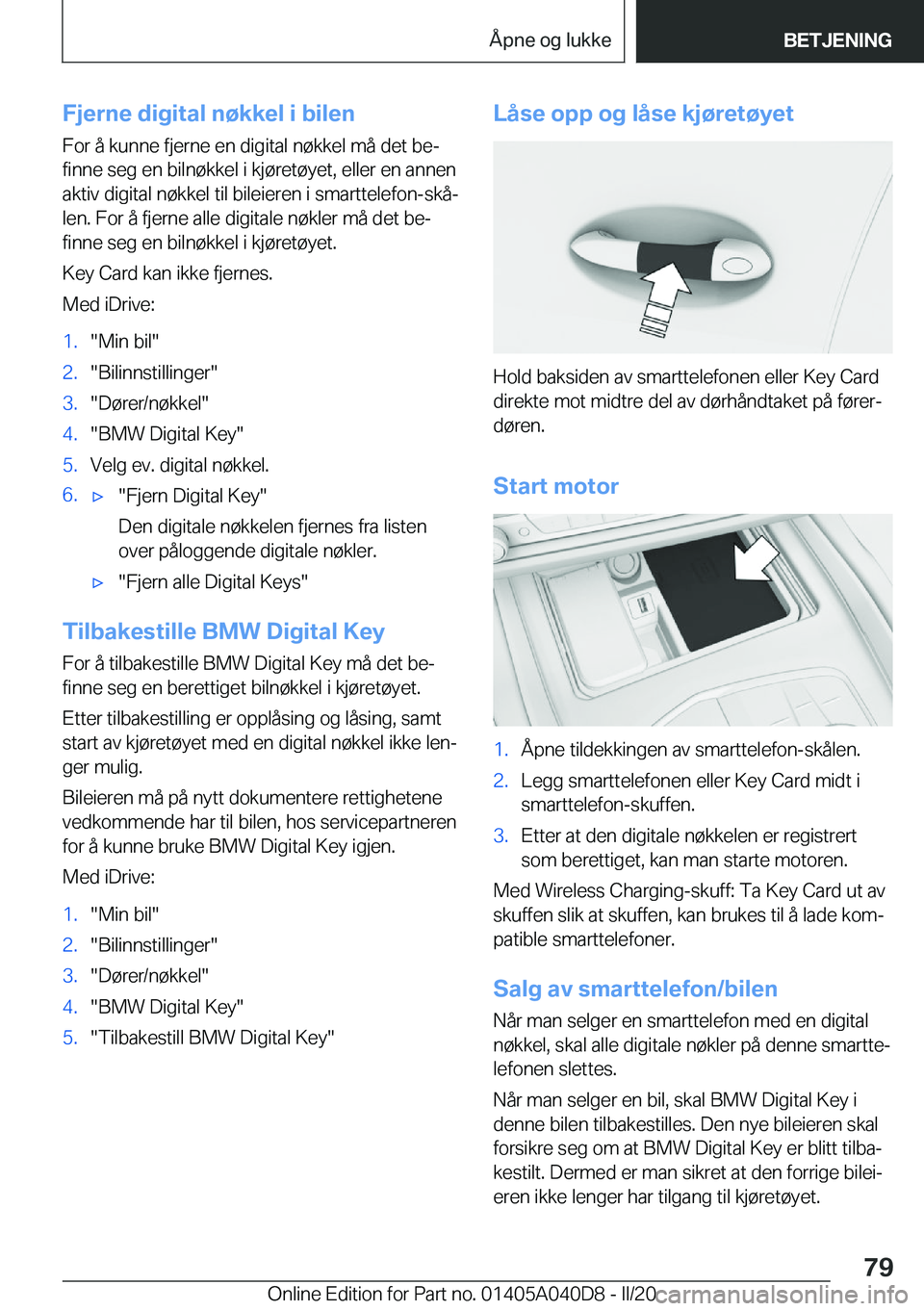 BMW Z4 2020  InstruksjonsbØker (in Norwegian) �F�j�e�r�n�e��d�i�g�i�t�a�l��n�