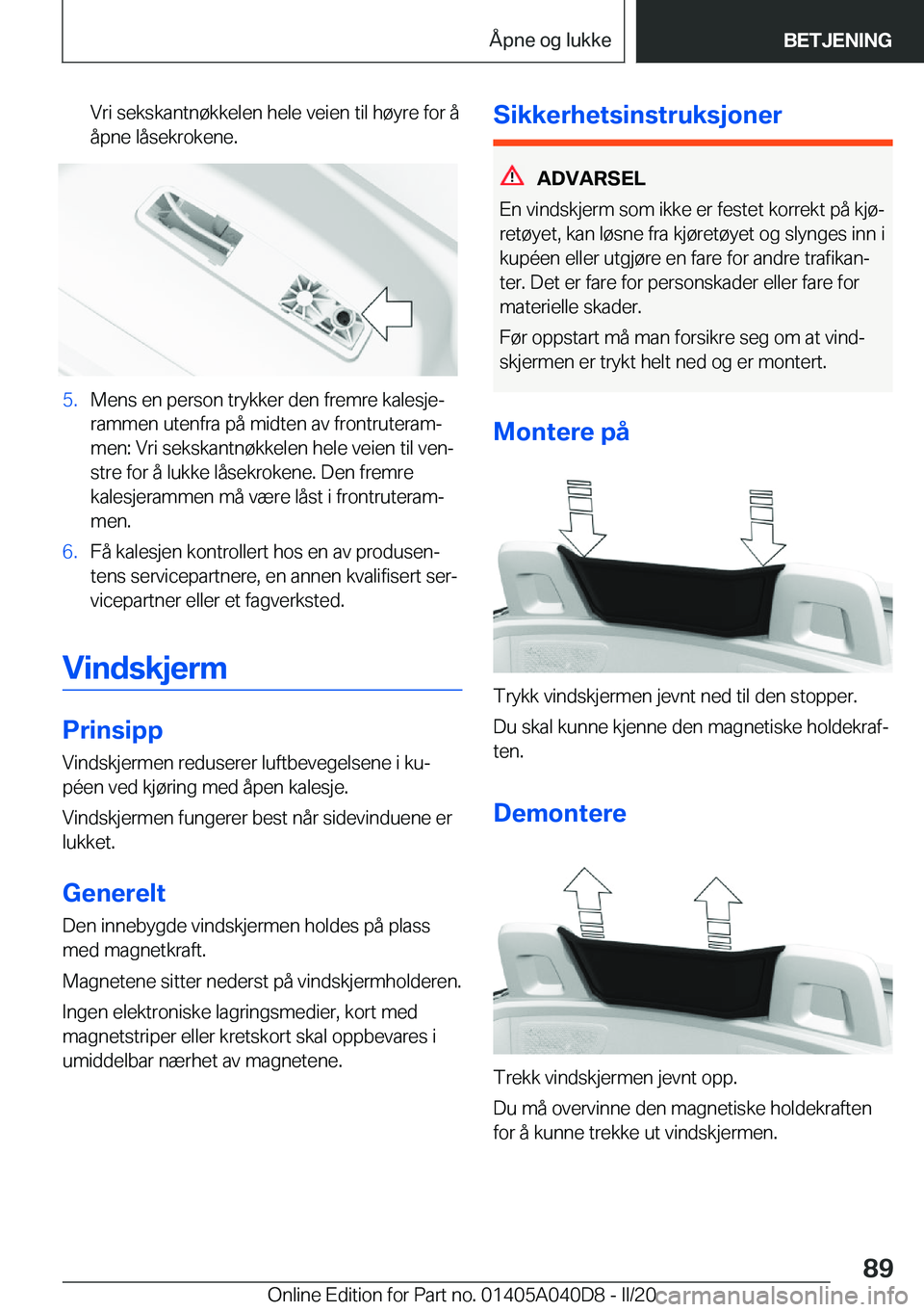 BMW Z4 2020  InstruksjonsbØker (in Norwegian) �V�r�i��s�e�k�s�k�a�n�t�n�