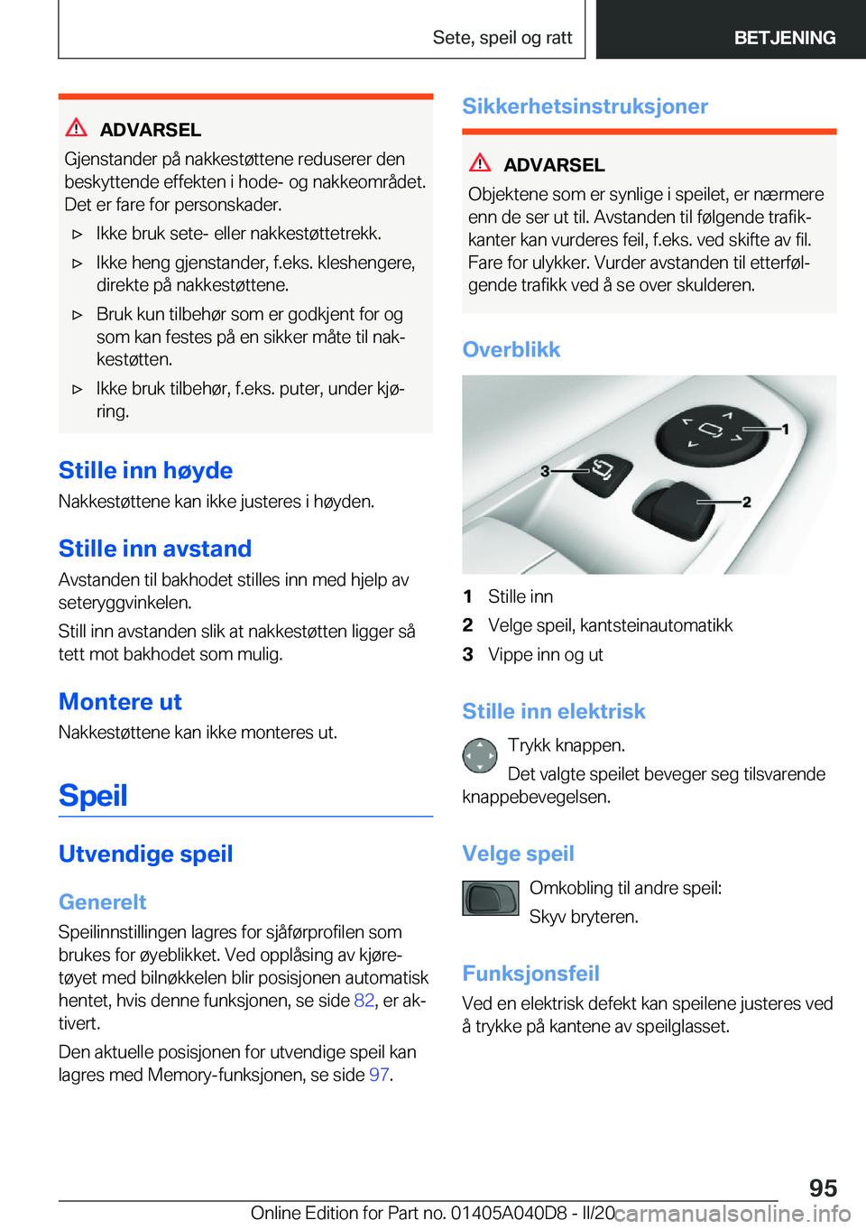 BMW Z4 2020  InstruksjonsbØker (in Norwegian) �A�D�V�A�R�S�E�L
�G�j�e�n�s�t�a�n�d�e�r��p�å��n�a�k�k�e�s�t�