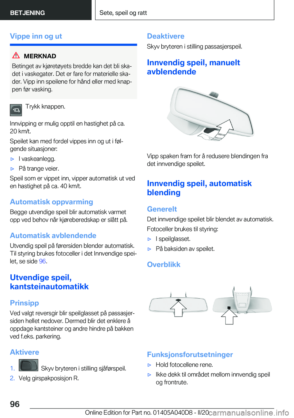 BMW Z4 2020  InstruksjonsbØker (in Norwegian) �V�i�p�p�e��i�n�n��o�g��u�t
�M�E�R�K�N�A�D
�B�e�t�i�n�g�e�t��a�v��k�j�