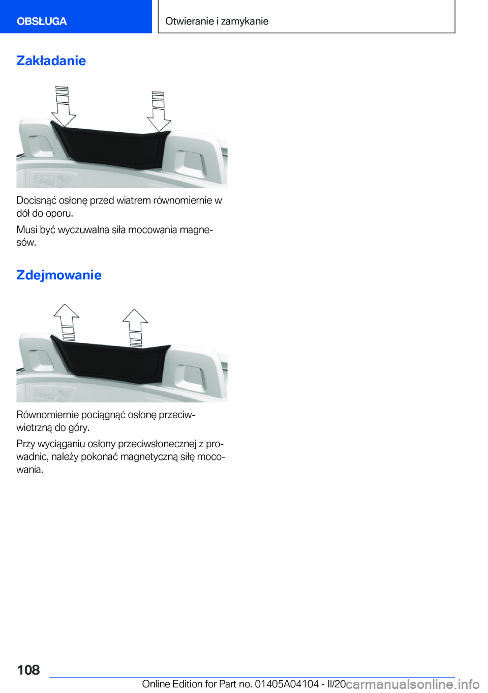 BMW Z4 2020  Instrukcja obsługi (in Polish) �Z�a�k�ł�a�d�a�n�i�e
�D�o�c�i�s�n�