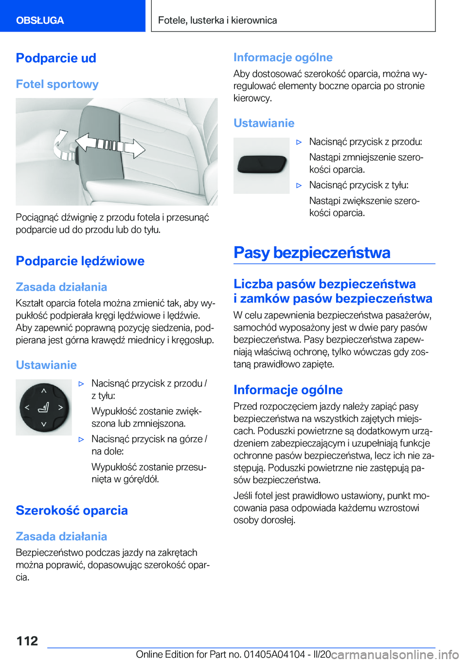BMW Z4 2020  Instrukcja obsługi (in Polish) �P�o�d�p�a�r�c�i�e��u�d�F�o�t�e�l��s�p�o�r�t�o�w�y
�P�o�c�i�