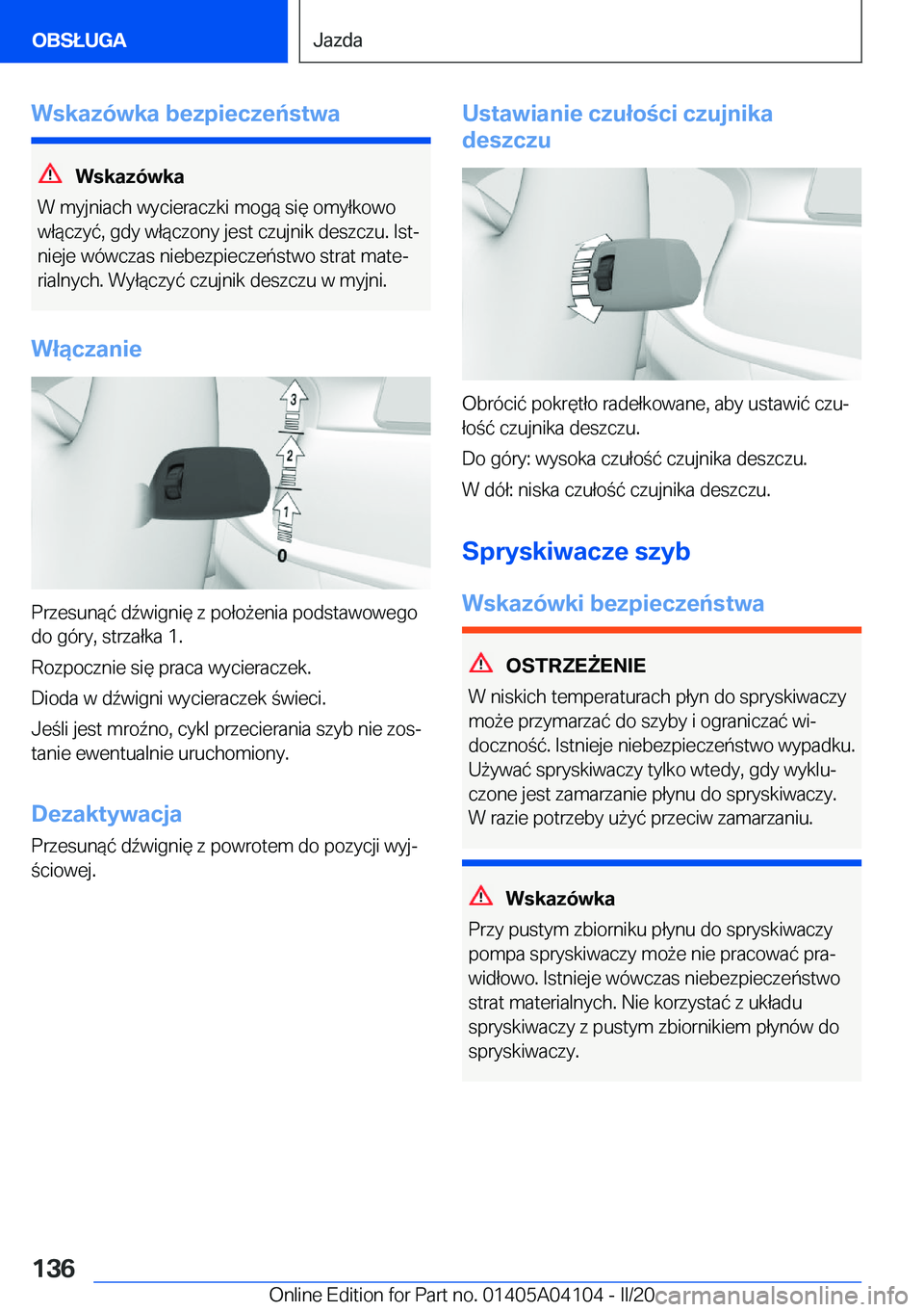 BMW Z4 2020  Instrukcja obsługi (in Polish) �W�s�k�a�z�