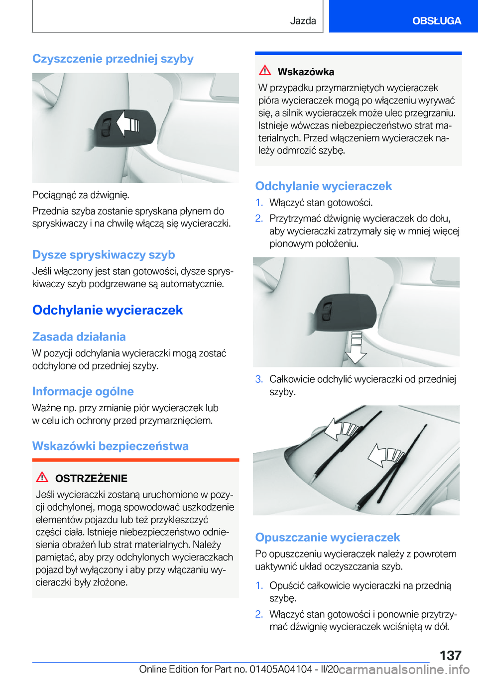 BMW Z4 2020  Instrukcja obsługi (in Polish) �C�z�y�s�z�c�z�e�n�i�e��p�r�z�e�d�n�i�e�j��s�z�y�b�y
�P�o�c�i�