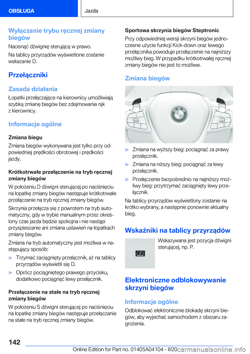 BMW Z4 2020  Instrukcja obsługi (in Polish) �W�y�ł�ą�c�z�a�n�i�e��t�r�y�b�u��r�