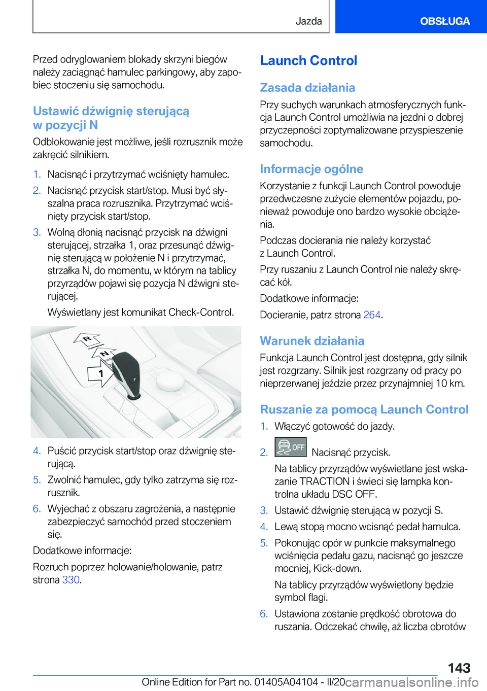 BMW Z4 2020  Instrukcja obsługi (in Polish) �P�r�z�e�d��o�d�r�y�g�l�o�w�a�n�i�e�m��b�l�o�k�a�d�y��s�k�r�z�y�n�i��b�i�e�g�