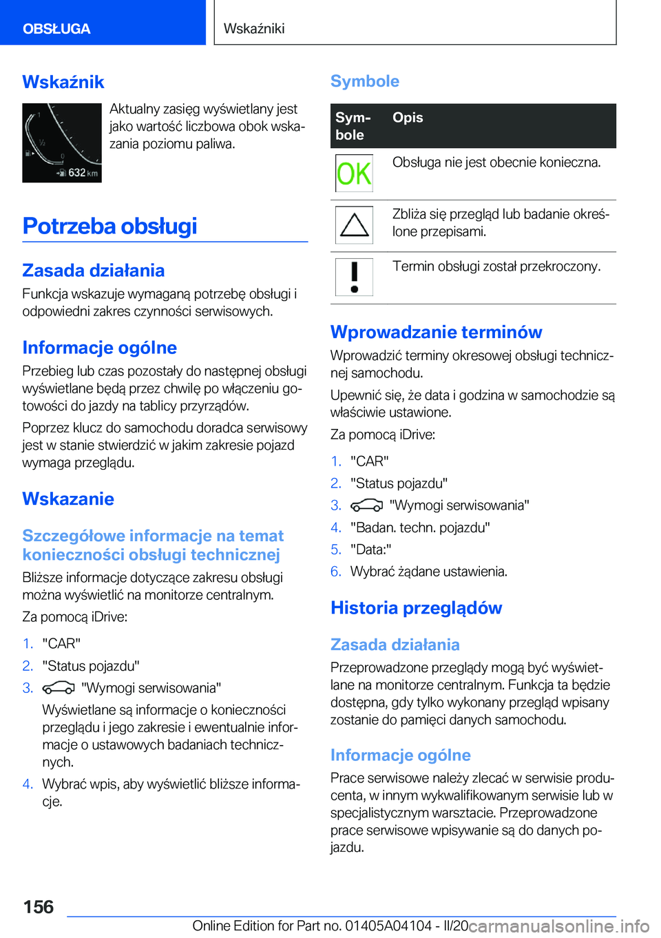 BMW Z4 2020  Instrukcja obsługi (in Polish) �W�s�k�a7�n�i�k�A�k�t�u�a�l�n�y��z�a�s�i�