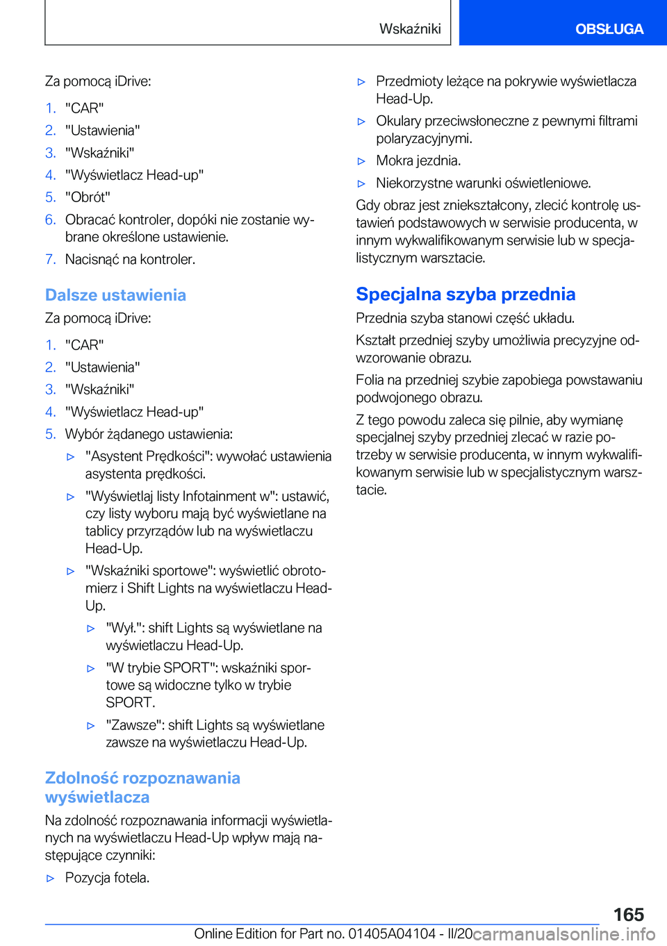 BMW Z4 2020  Instrukcja obsługi (in Polish) �Z�a��p�o�m�o�c�