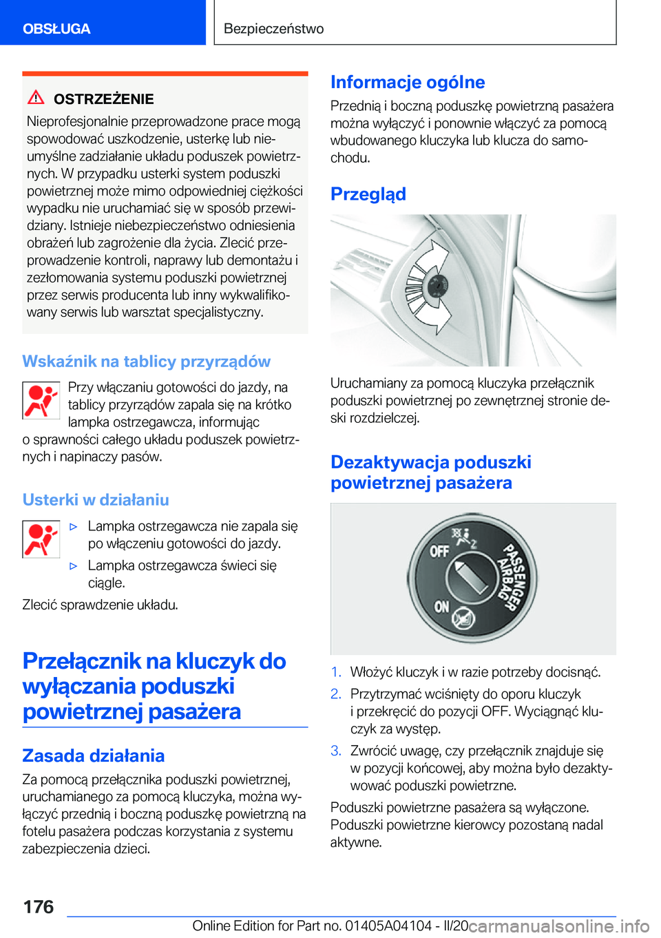 BMW Z4 2020  Instrukcja obsługi (in Polish) �O�S�T�R�Z�E8�E�N�I�E
�N�i�e�p�r�o�f�e�s�j�o�n�a�l�n�i�e��p�r�z�e�p�r�o�w�a�d�z�o�n�e��p�r�a�c�e��m�o�g�