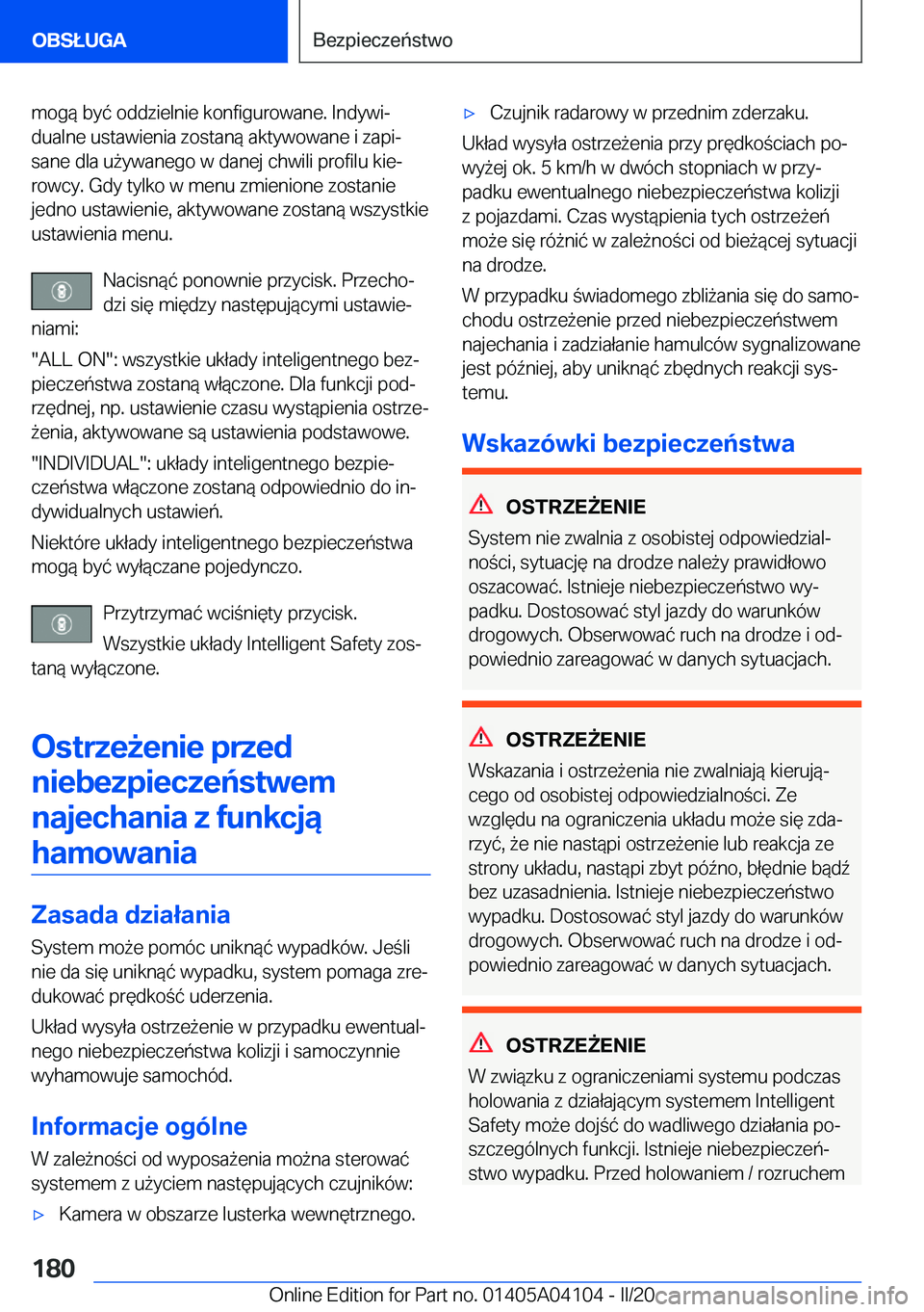 BMW Z4 2020  Instrukcja obsługi (in Polish) �m�o�g�