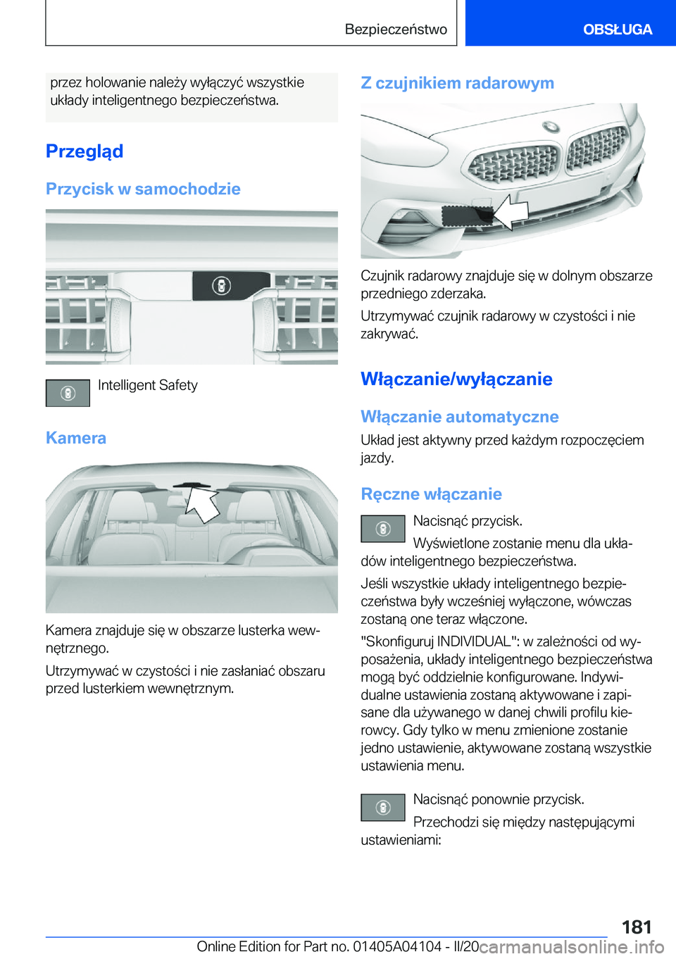 BMW Z4 2020  Instrukcja obsługi (in Polish) �p�r�z�e�z��h�o�l�o�w�a�n�i�e��n�a�l�e9�y��w�y�ł�