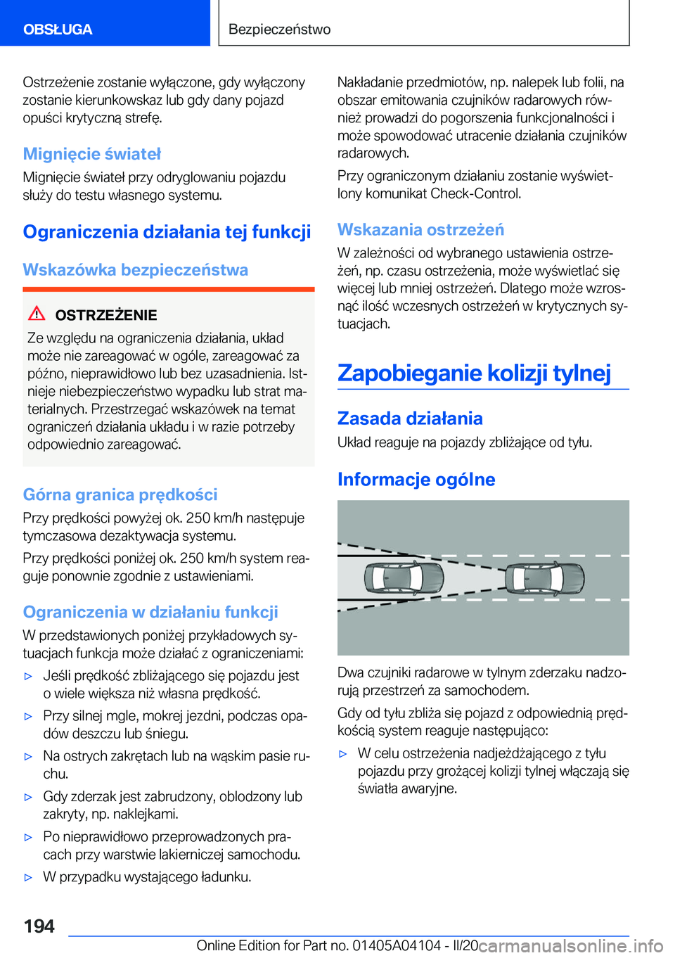 BMW Z4 2020  Instrukcja obsługi (in Polish) �O�s�t�r�z�e9�e�n�i�e��z�o�s�t�a�n�i�e��w�y�ł�